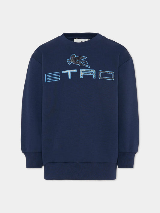 Felpa blu per bambini con Pegaso,Etro,GY4P50-Z3183 617