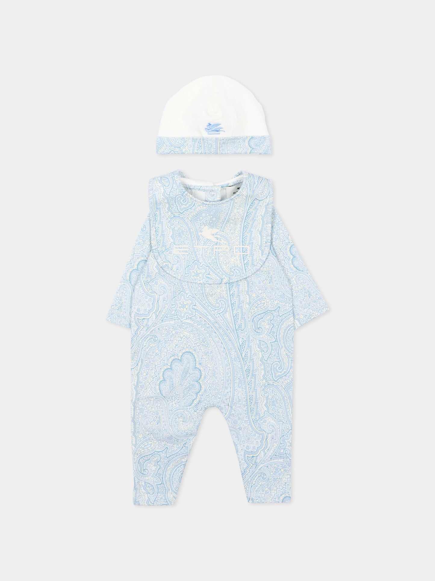Set tutina celeste per neonato con stampa paisley,Etro,GYB530-Z3771 602