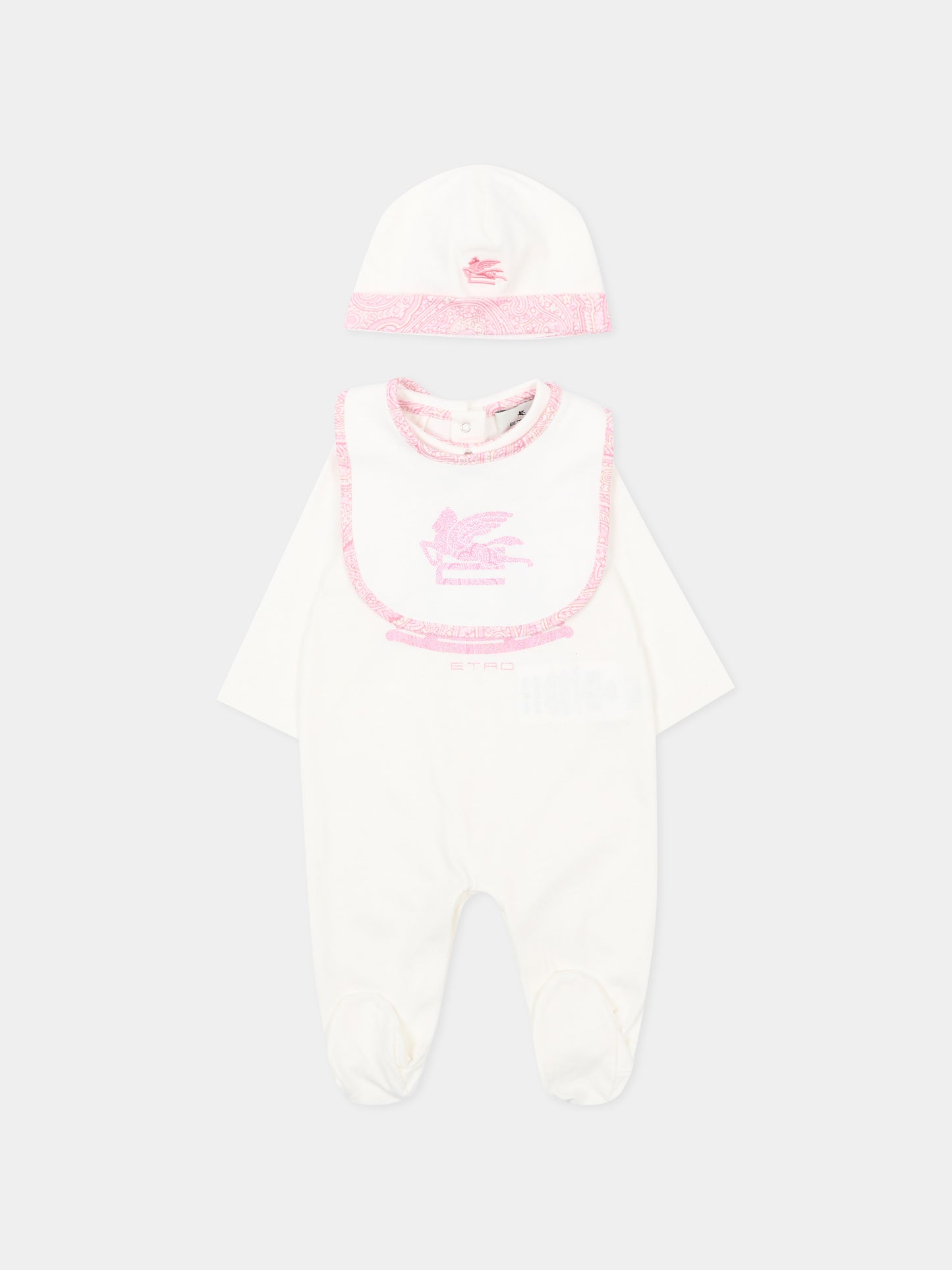 Set tutina avorio per neonata con logo Pegaso,Etro,GYB540-Z3672 102RS