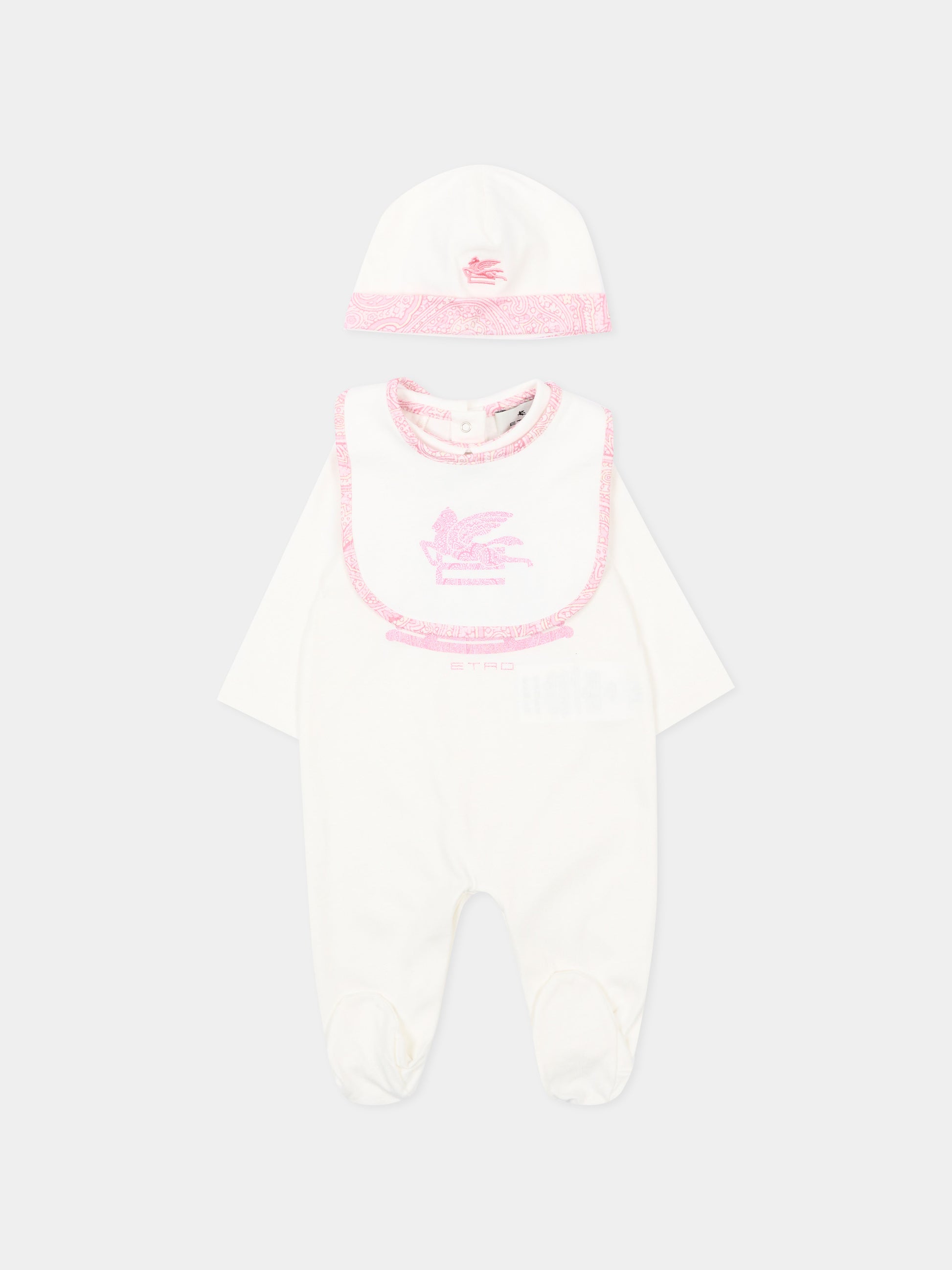 Set tutina avorio per neonata con logo Pegaso,Etro,GYB540-Z3672 102RS