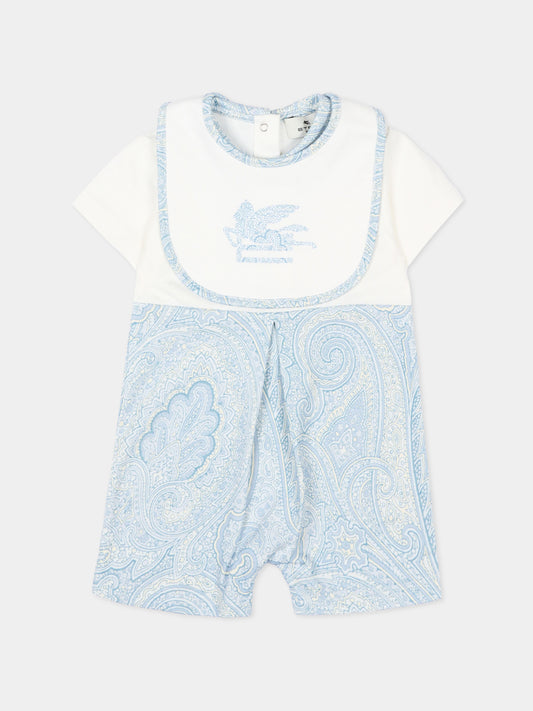 Pagliaccetto celeste per neonato con stampa paisley e logo,Etro,GYB550-Z3771 602
