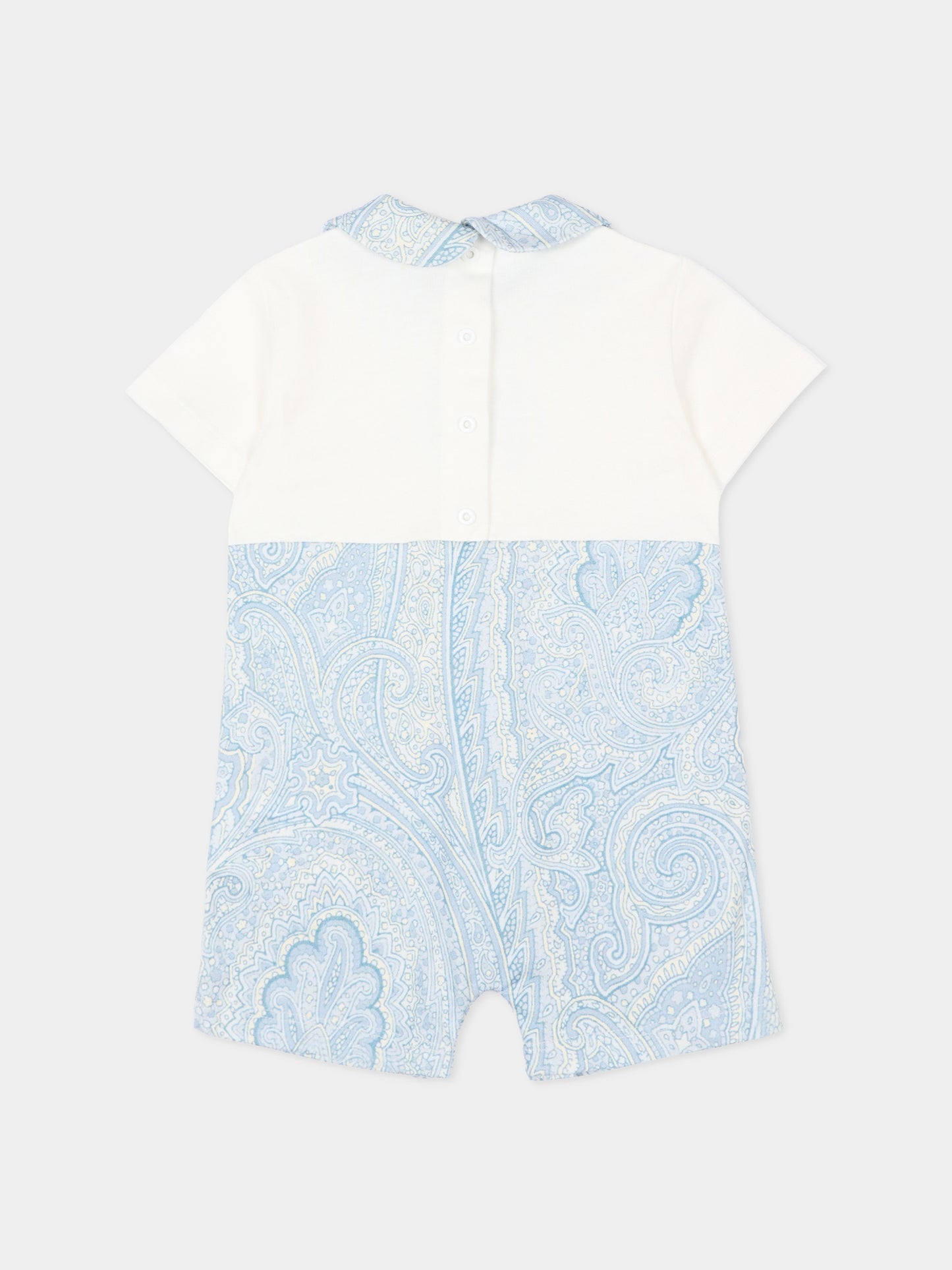 Pagliaccetto celeste per neonato con stampa paisley e logo,Etro,GYB550-Z3771 602