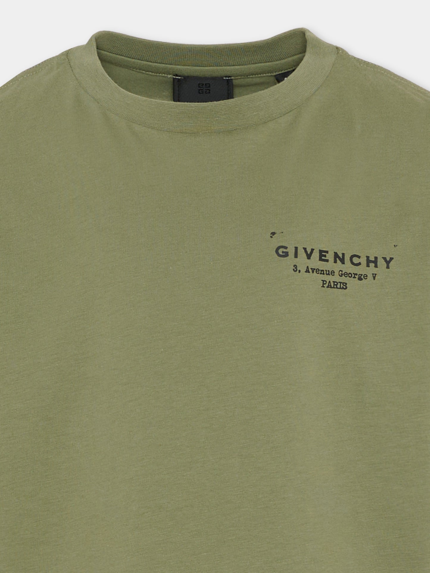 T-shirt verde per bambino con logo,Givenchy Kids,H31075 645