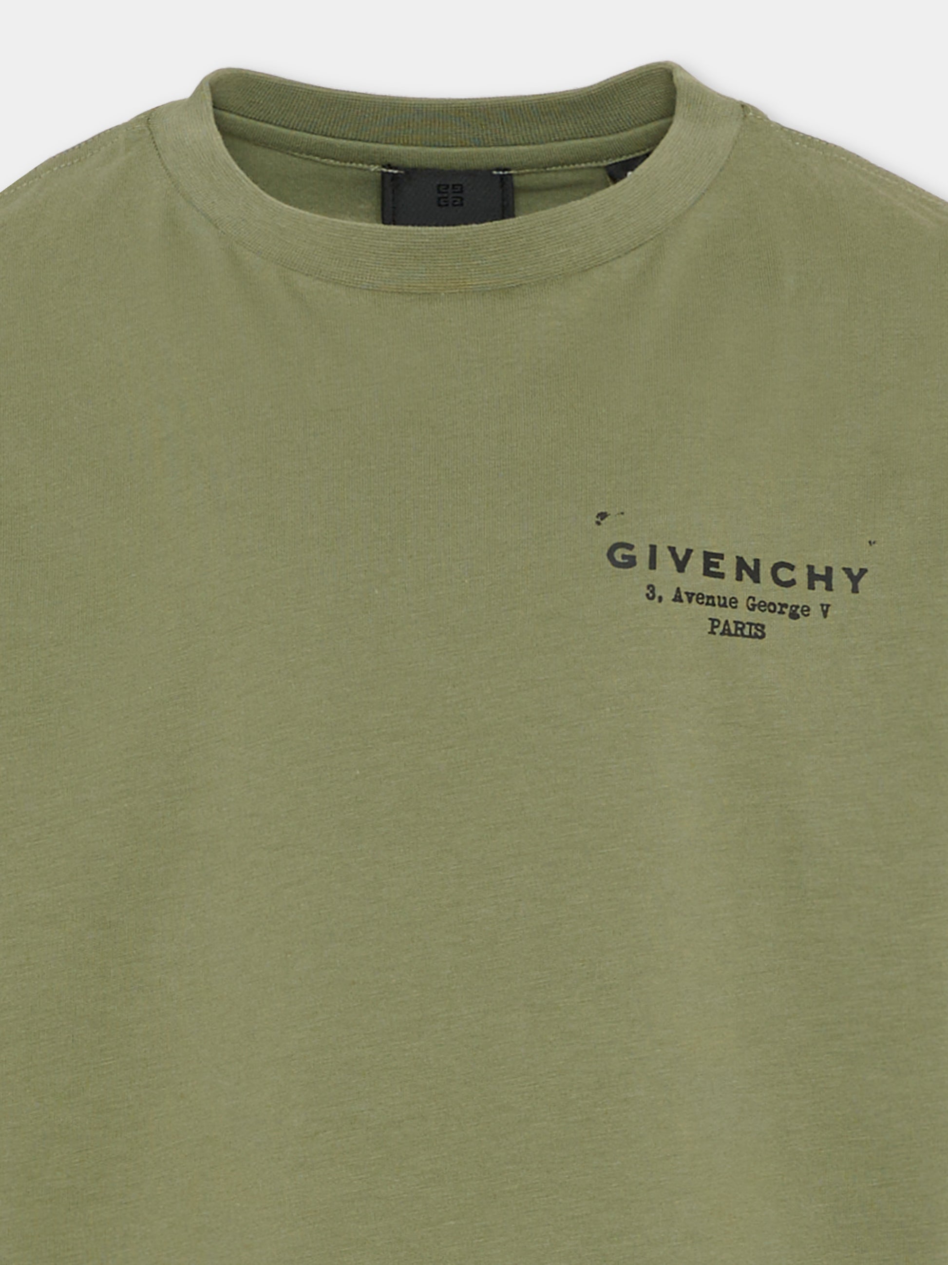T-shirt verde per bambino con logo,Givenchy Kids,H31075 645