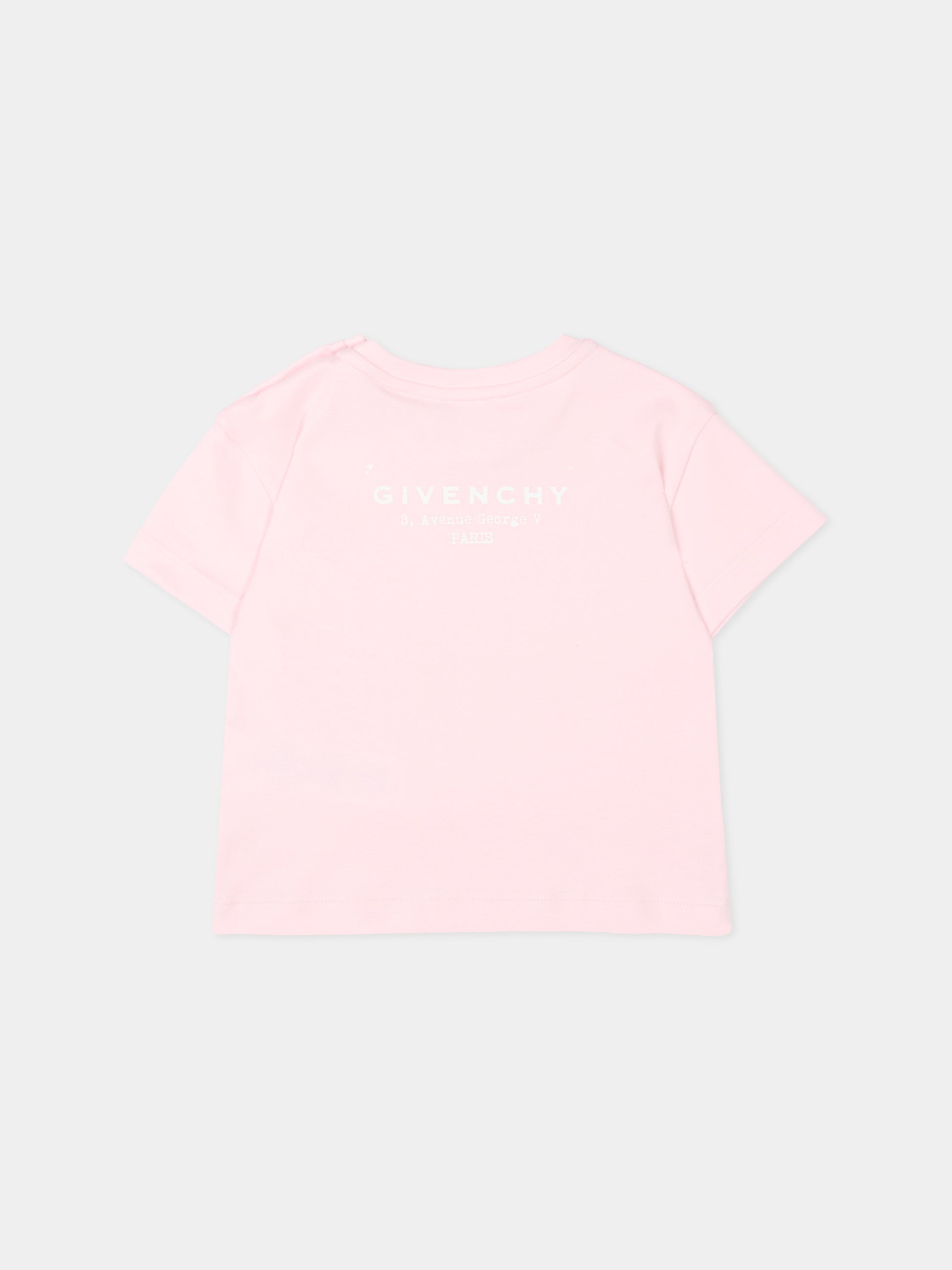 T-Shirt rosa per neonata con logo,Givenchy Kids,H31184 44Z