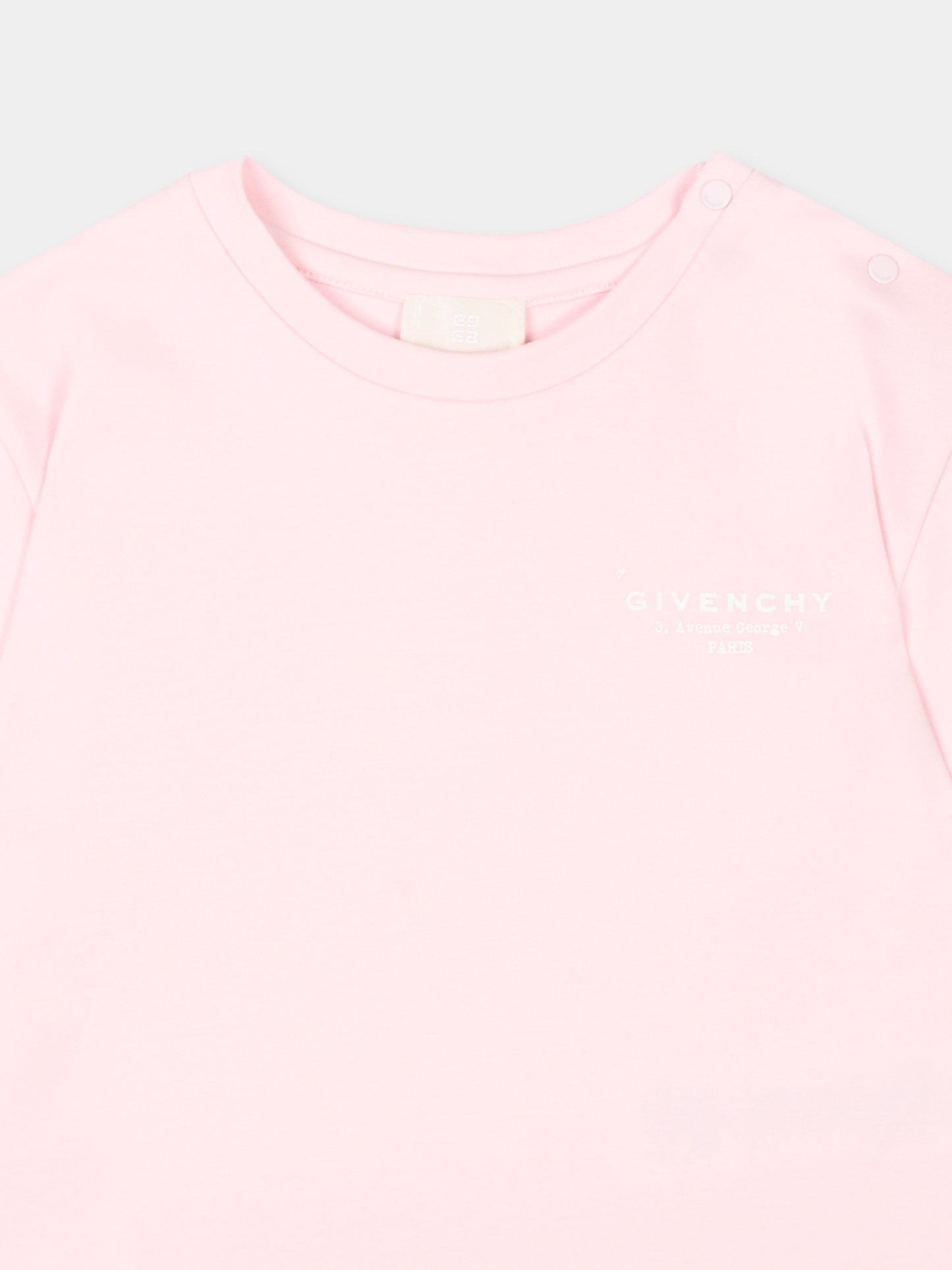 T-Shirt rosa per neonata con logo,Givenchy Kids,H31184 44Z