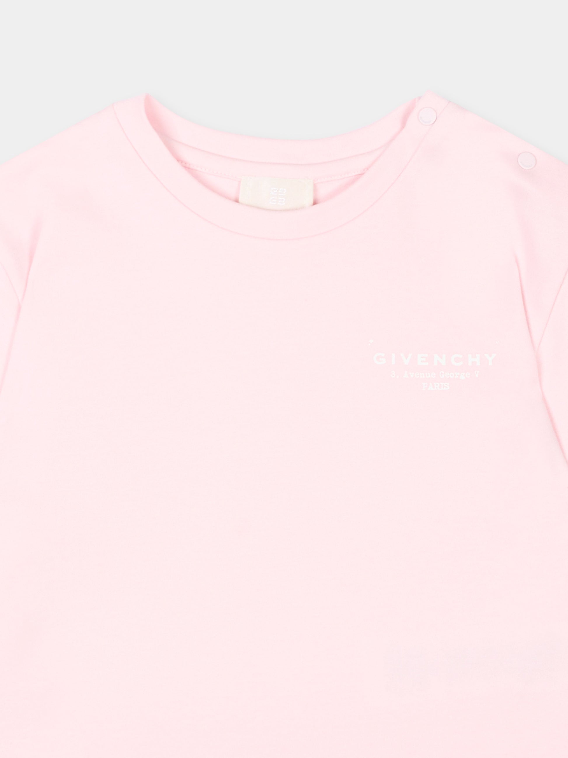 T-Shirt rosa per neonata con logo,Givenchy Kids,H31184 44Z