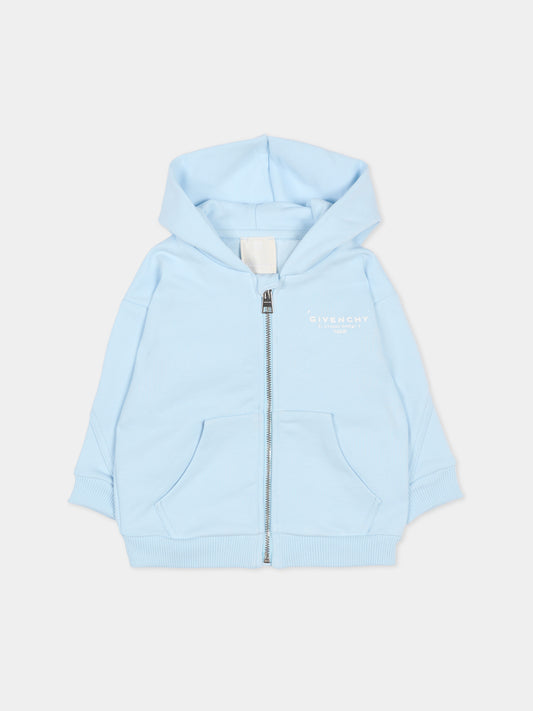 Felpa celeste per neonato con logo,Givenchy Kids,H31195 77L