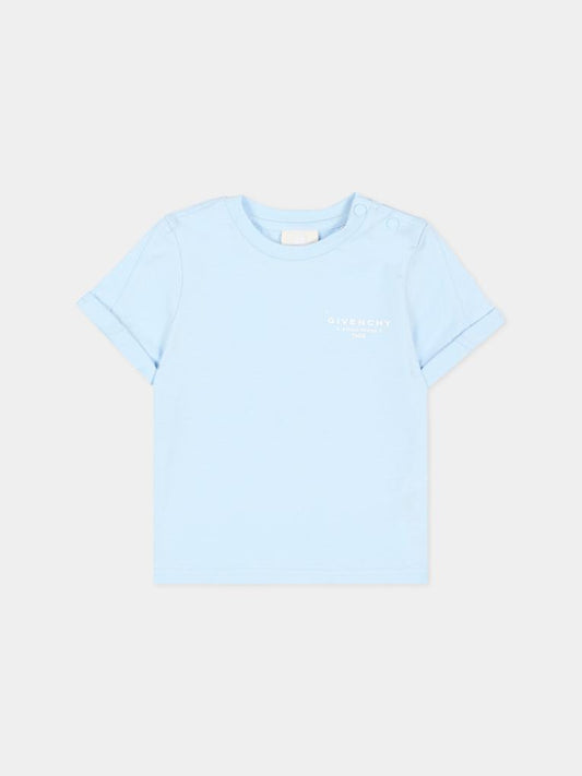 T-Shirt celeste per neonato con logo,Givenchy Kids,H31203 77L