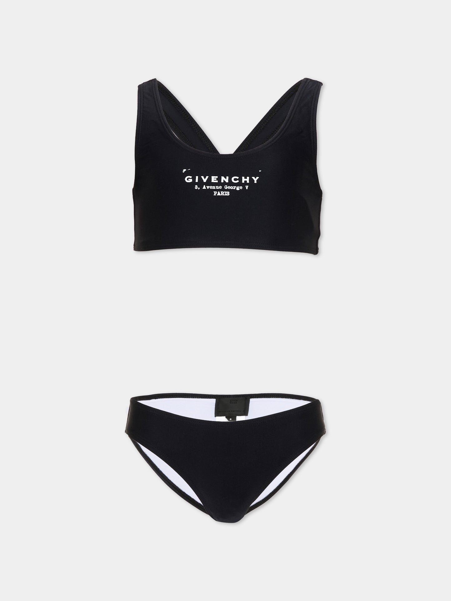 Slip e bikini nero per bambina con logo,Givenchy Kids,H31218 09B