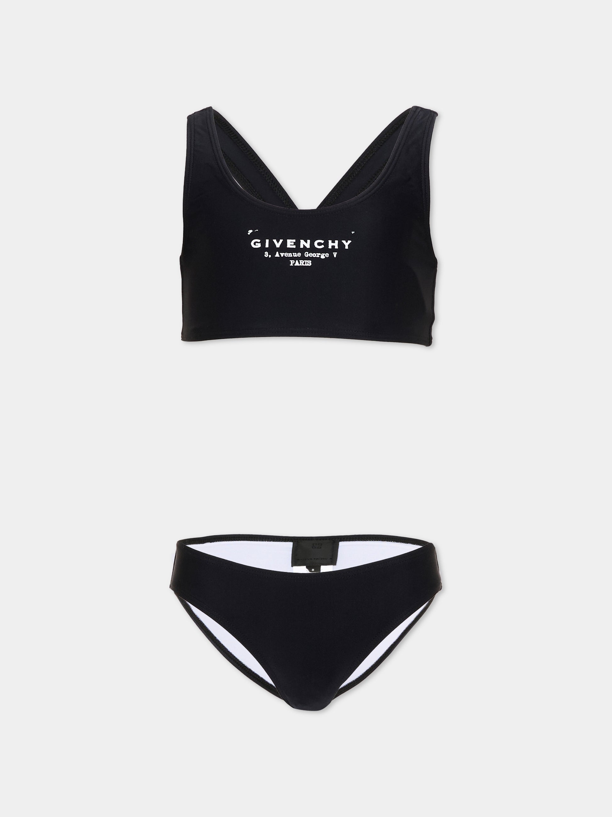 Slip e bikini nero per bambina con logo,Givenchy Kids,H31218 09B