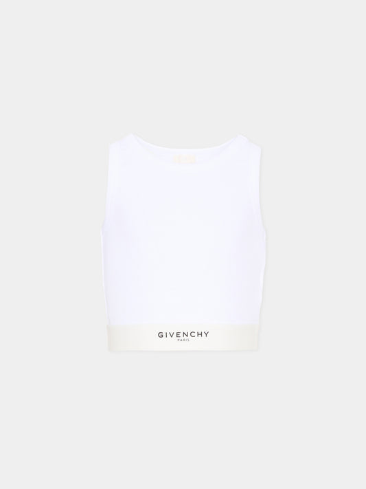 Top bianco per bambina con logo,Givenchy Kids,H31223 10P
