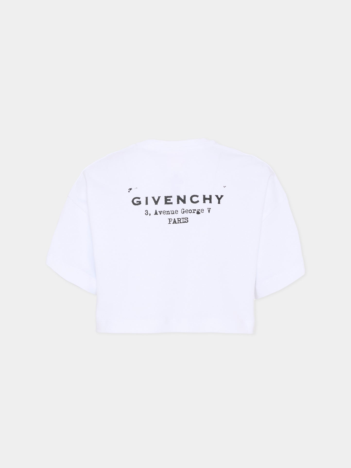 T-shirt crop bianca per bambina con logo,Givenchy Kids,H31224 10P