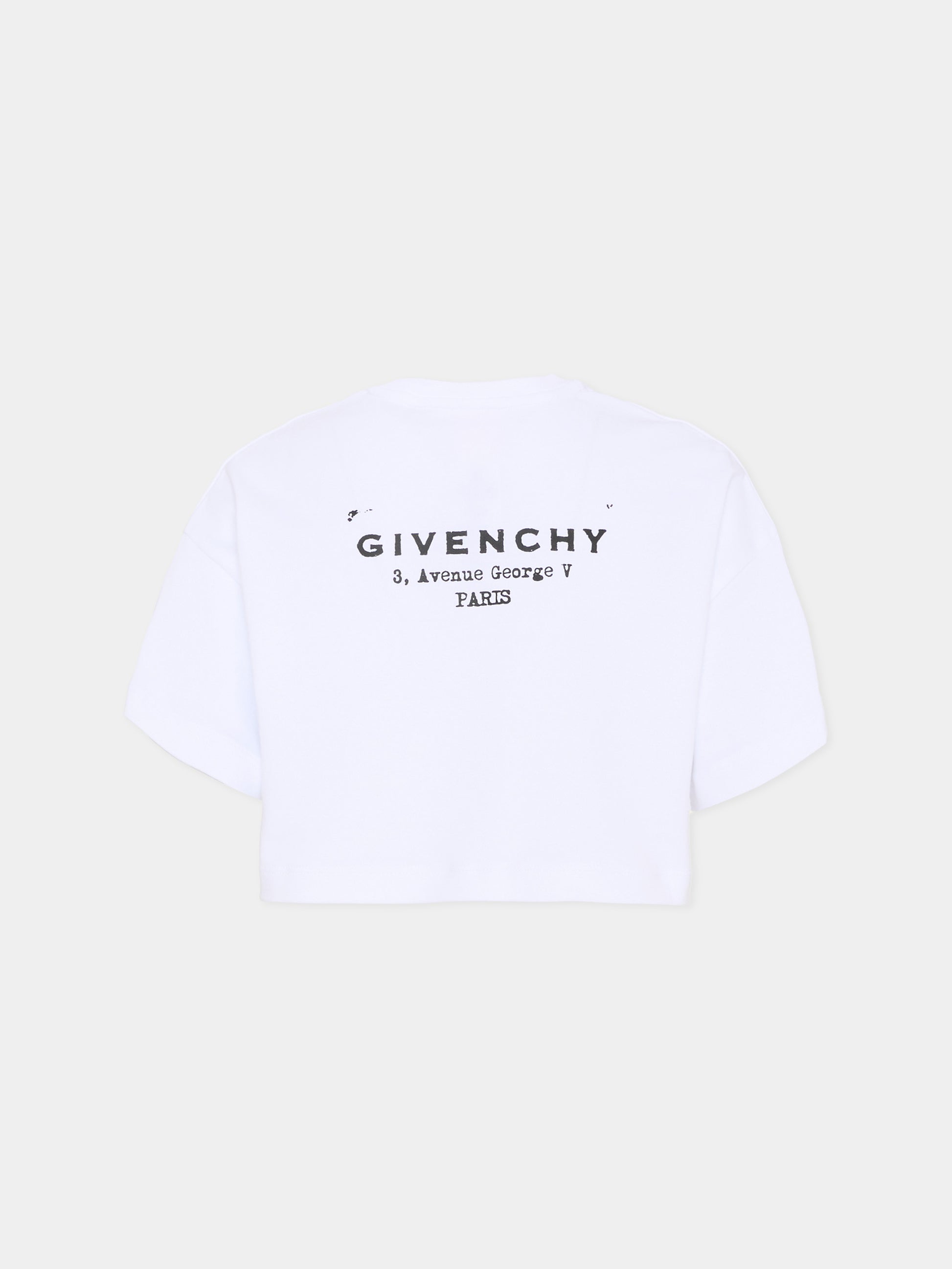 T-shirt crop bianca per bambina con logo,Givenchy Kids,H31224 10P