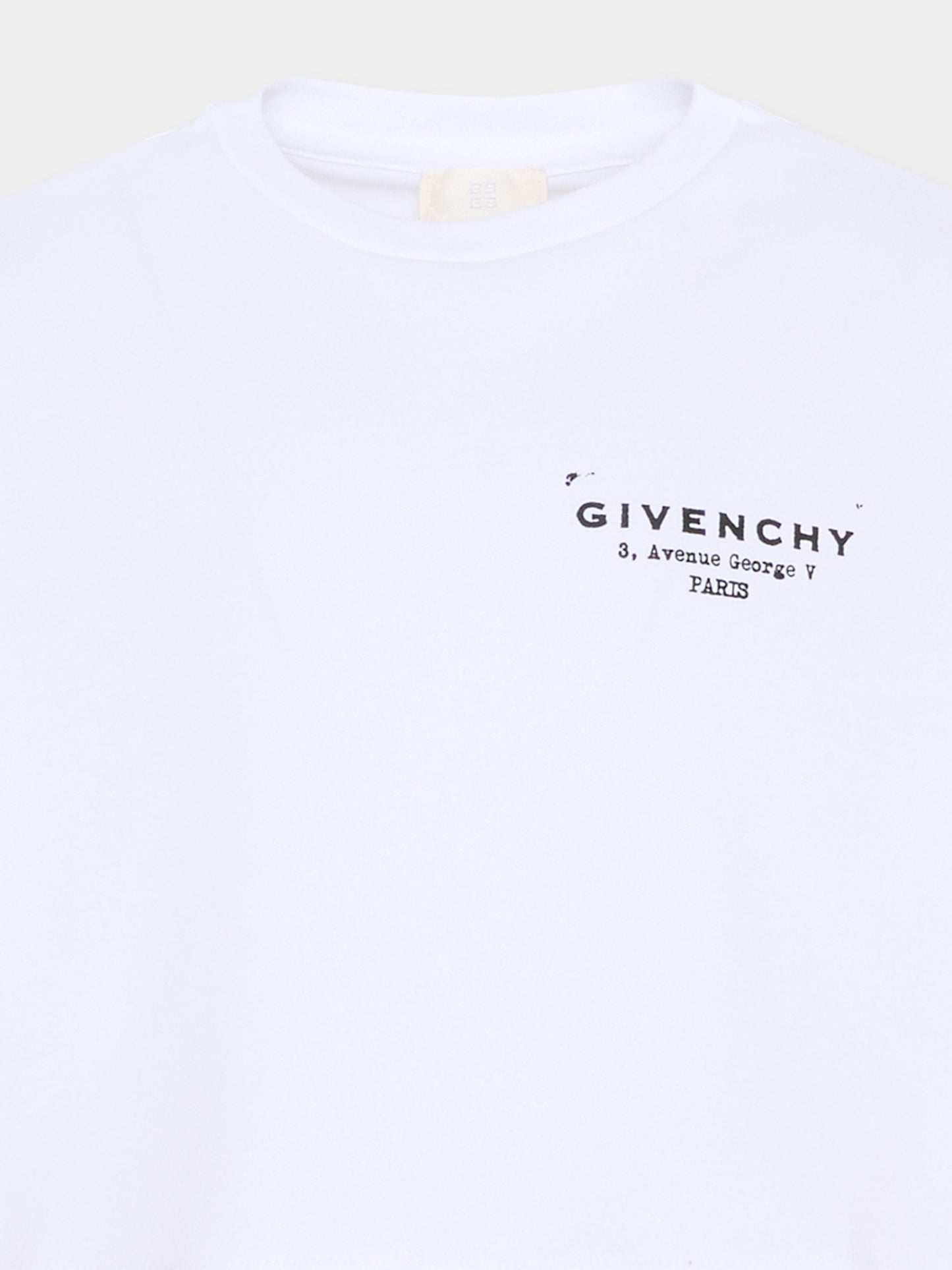 T-shirt crop bianca per bambina con logo,Givenchy Kids,H31224 10P