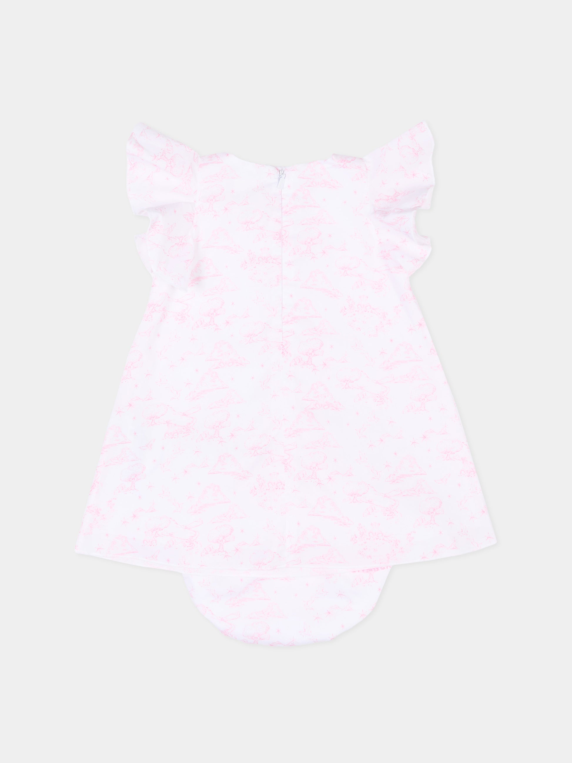 Vestito bianco per neonata con stampa rosa,Givenchy Kids,H31271 N54