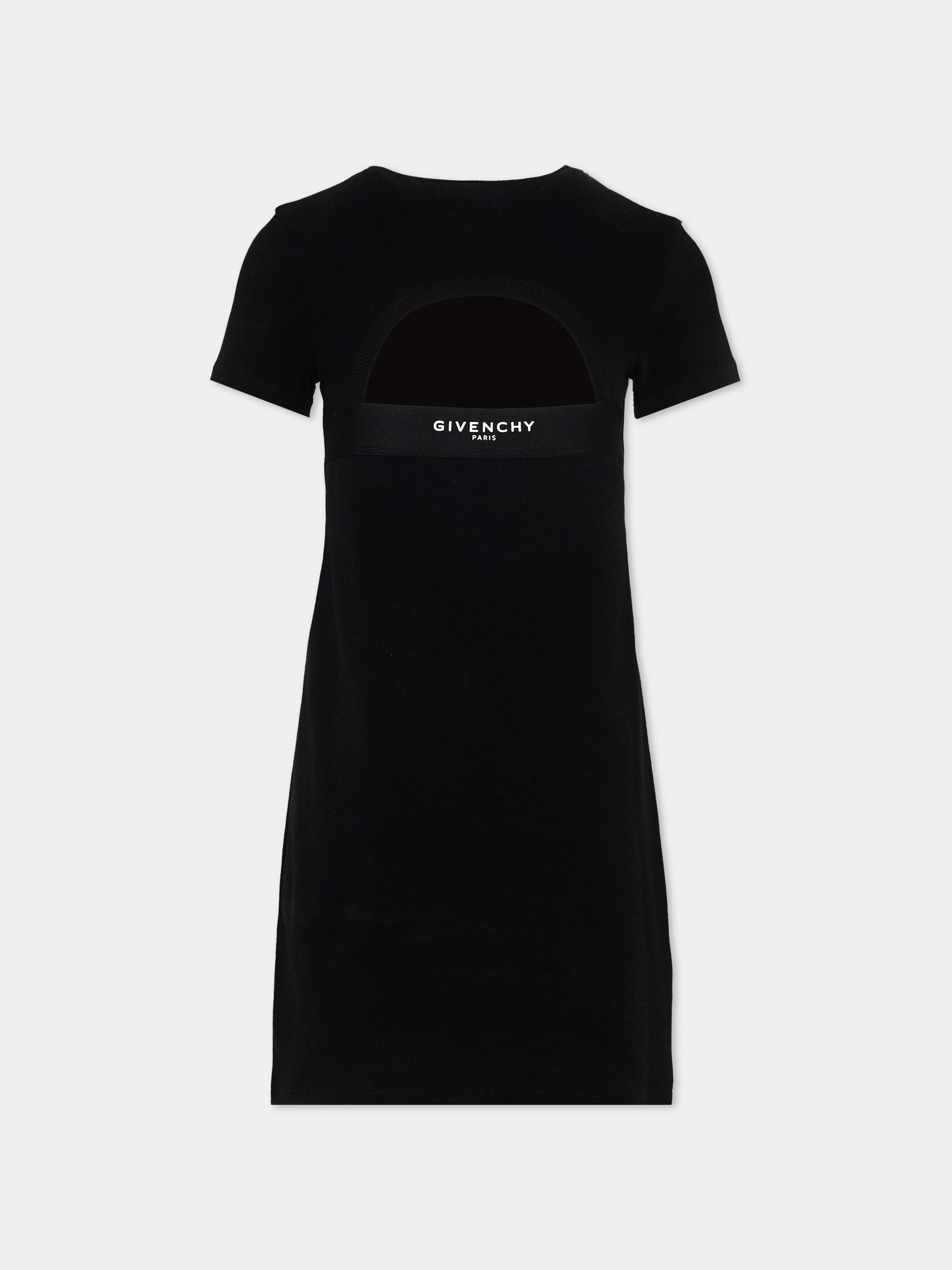 Vestito nero per bambina con logo,Givenchy Kids,H31222 09B