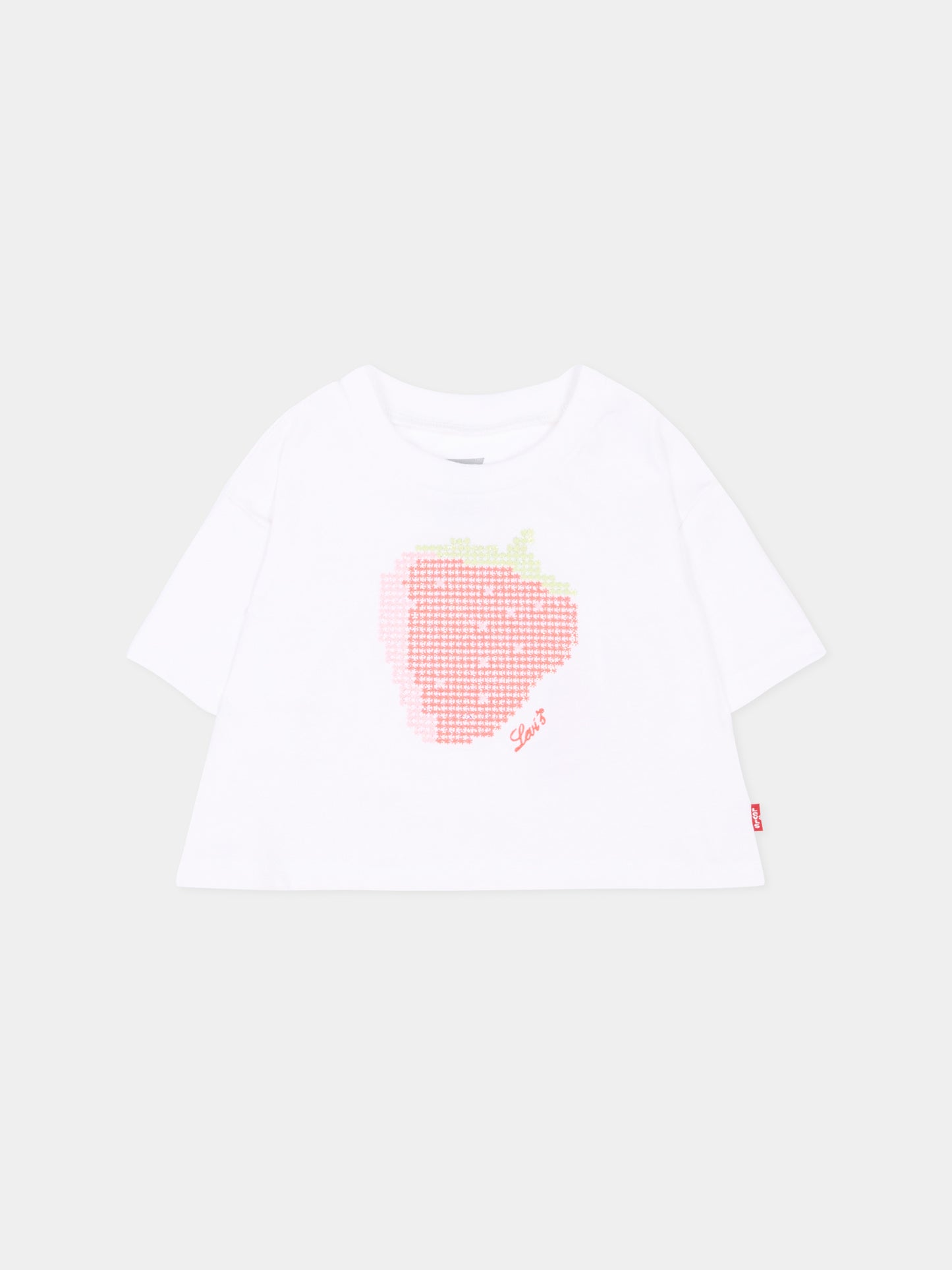 T-Shirt bianca per neonata con fragola,Levi's Kids,1EP666 W1T