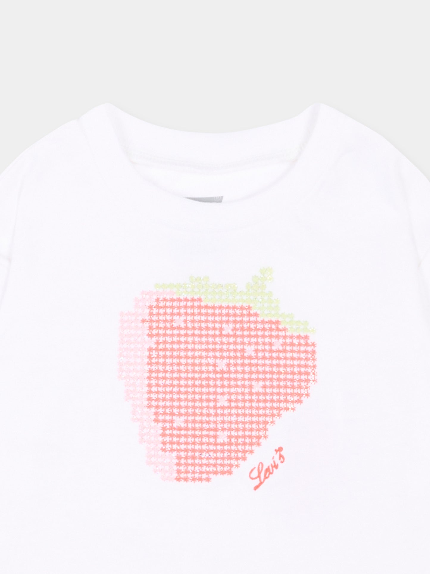 T-Shirt bianca per neonata con fragola,Levi's Kids,1EP666 W1T