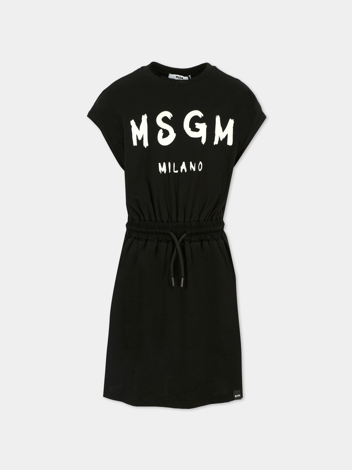 Vestito nero per bambina con logo,Msgm Kids,MS029327 110