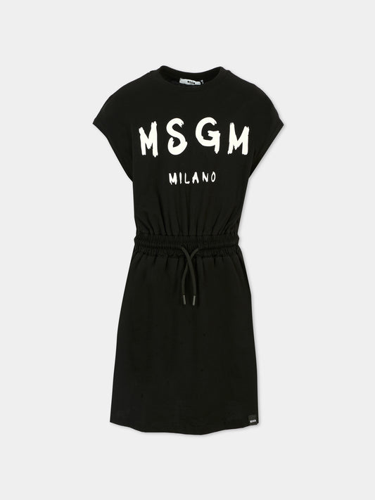 Vestito nero per bambina con logo,Msgm Kids,MS029327 110