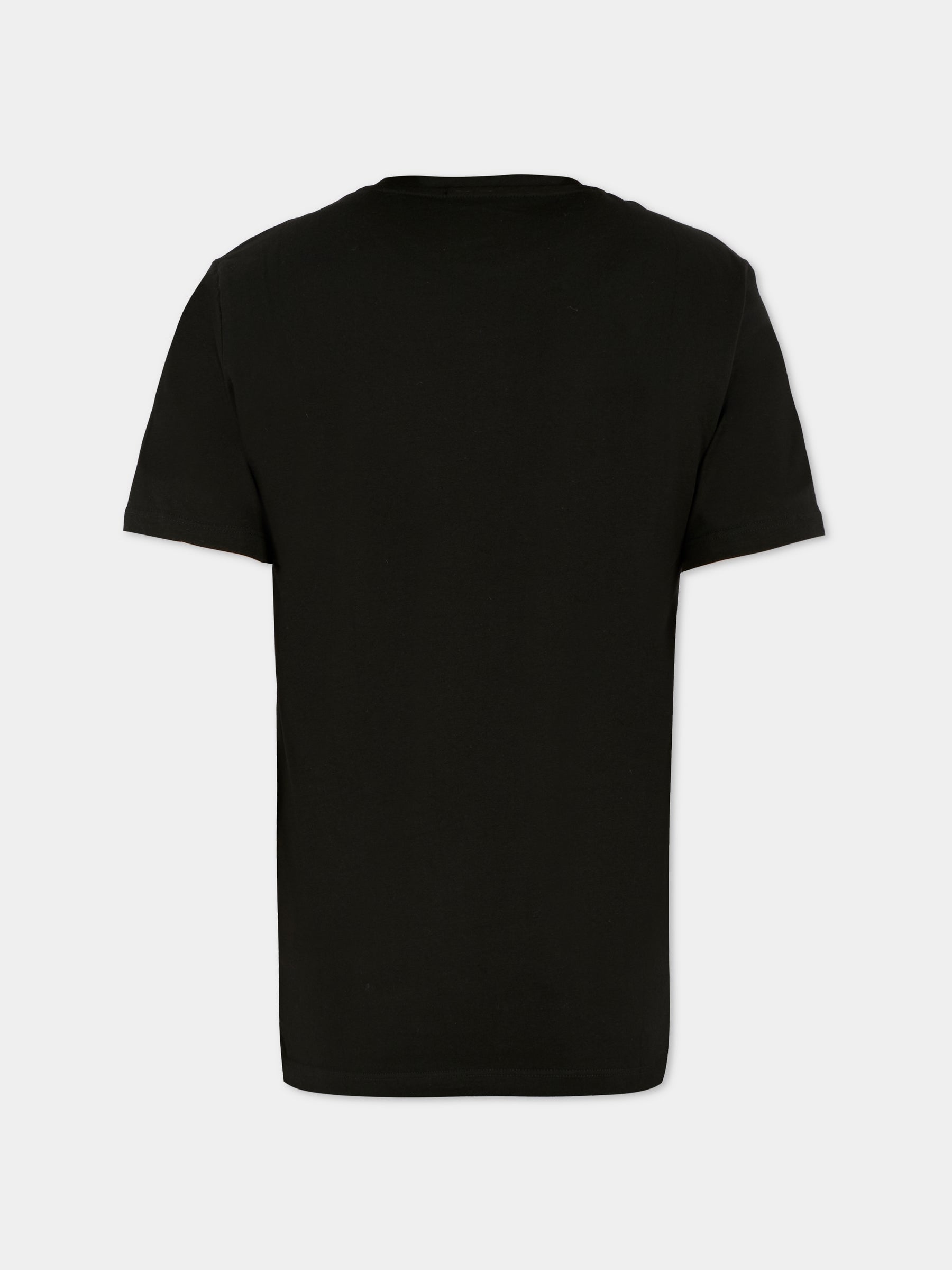 T-shirt nera per bambina con cuore e logo,Msgm Kids,MS029332 110