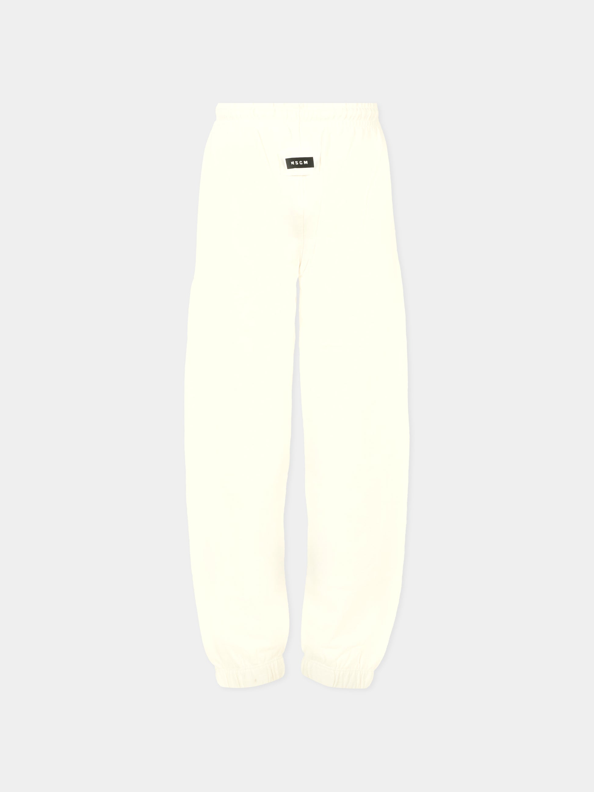 Pantaloni avorio per bambini con patch,Msgm Kids,F3MSJUFP178 013