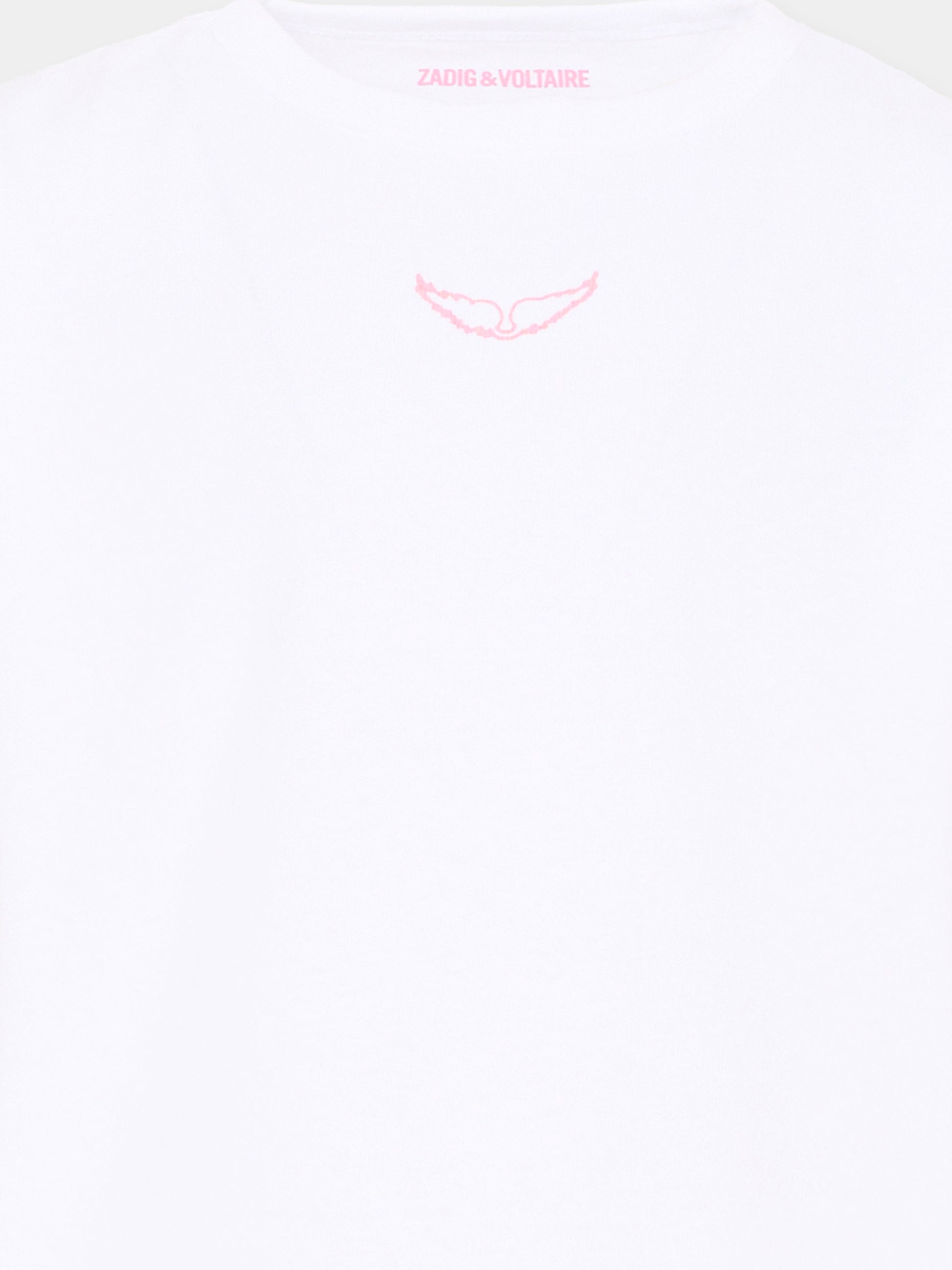 T-shirt bianca per bambina con fiori,Zadig & Voltaire Kids,X60534 10P