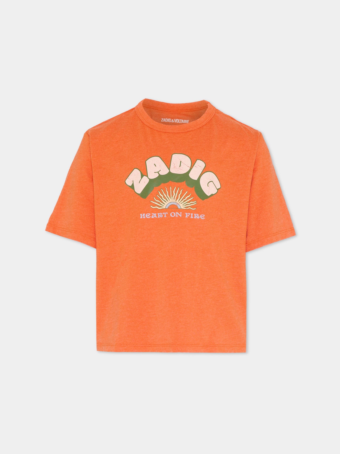 T-shirt arancione per bambina con logo,Zadig & Voltaire Kids,X60539 42S