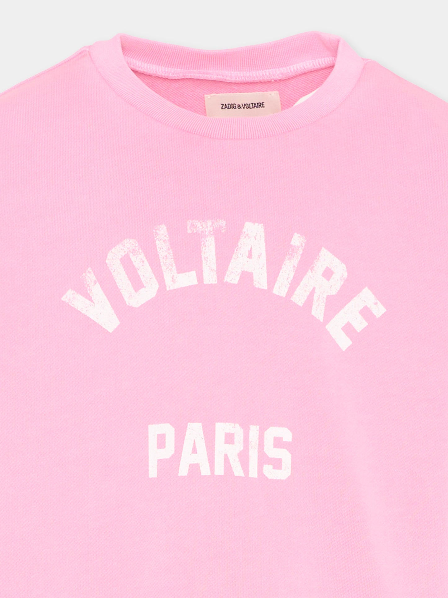 Felpa rosa per bambina con logo,Zadig & Voltaire Kids,X60540 47F