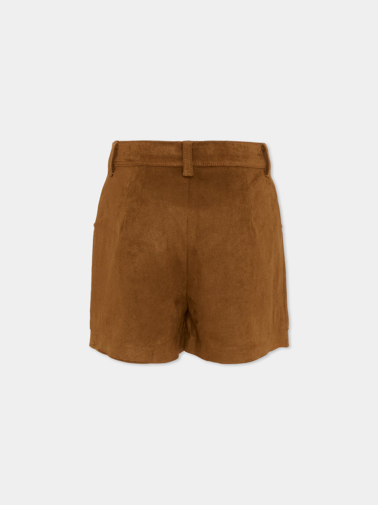 Shorts marroni per bambina in suede,Zadig & Voltaire Kids,X60562 367