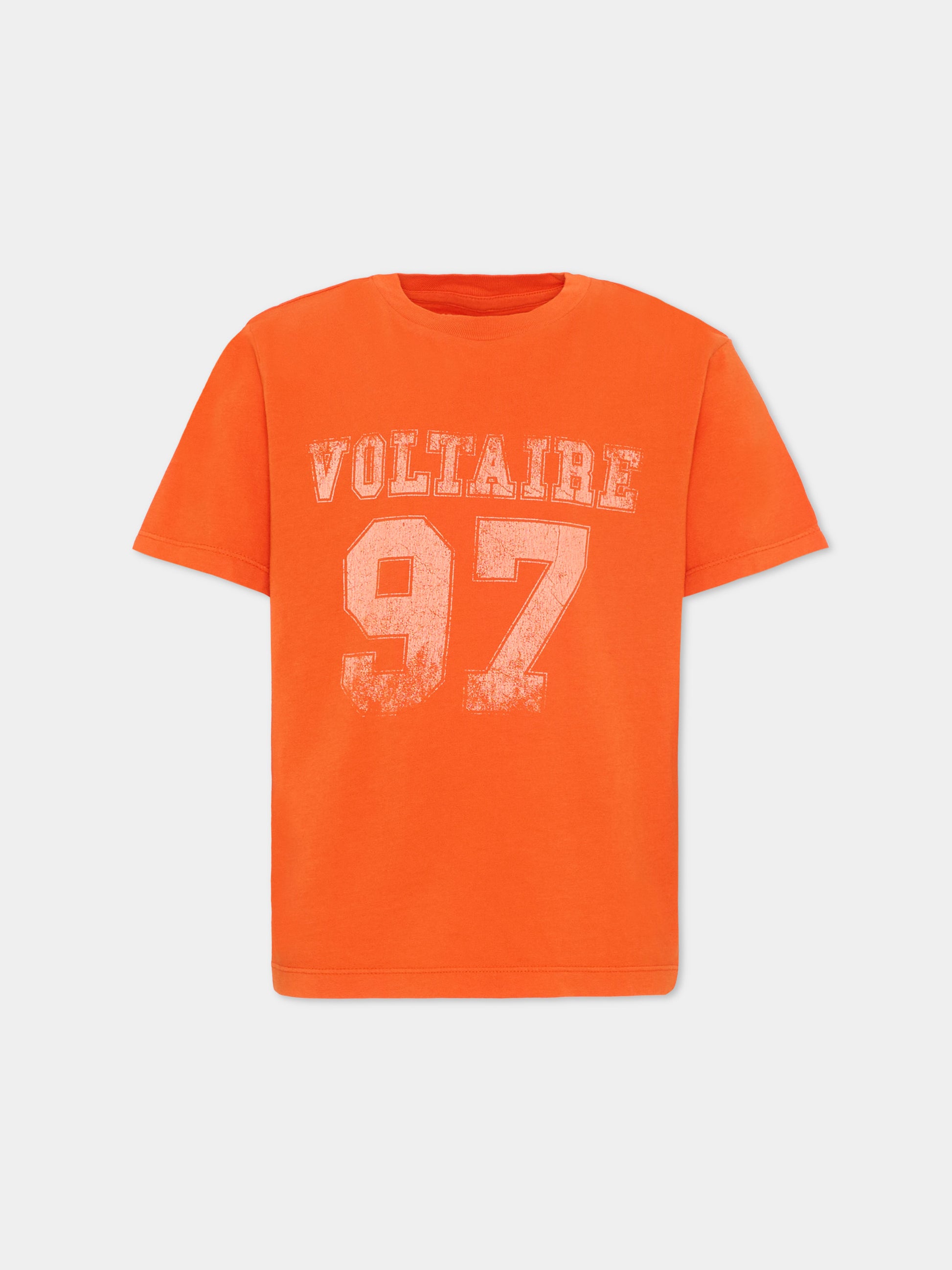 T-shirt arancione per bambina con logo,Zadig & Voltaire Kids,X60576 404