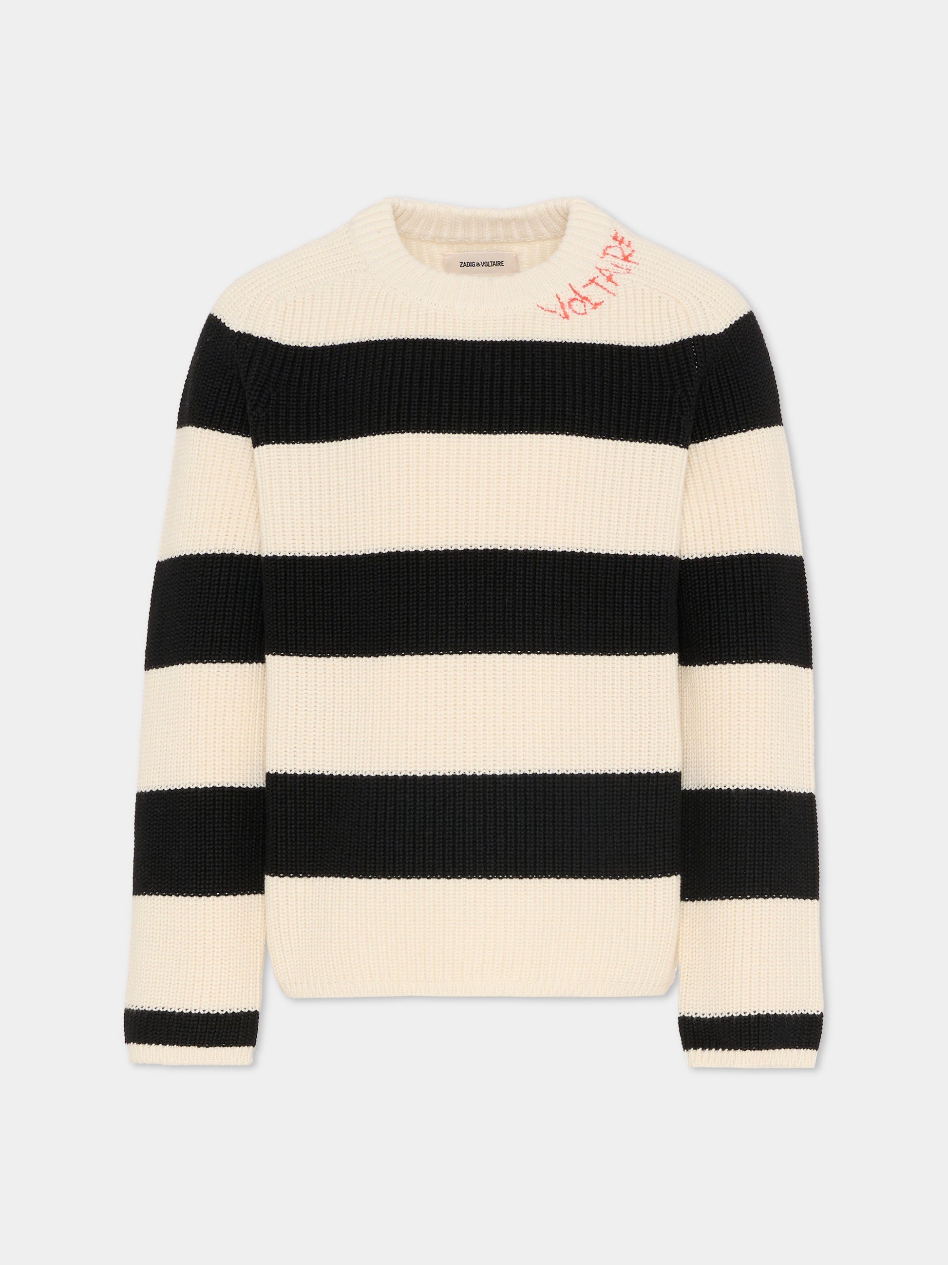 Maglione avorio per bambino con logo ricamato,Zadig & Voltaire Kids,X60597 N70