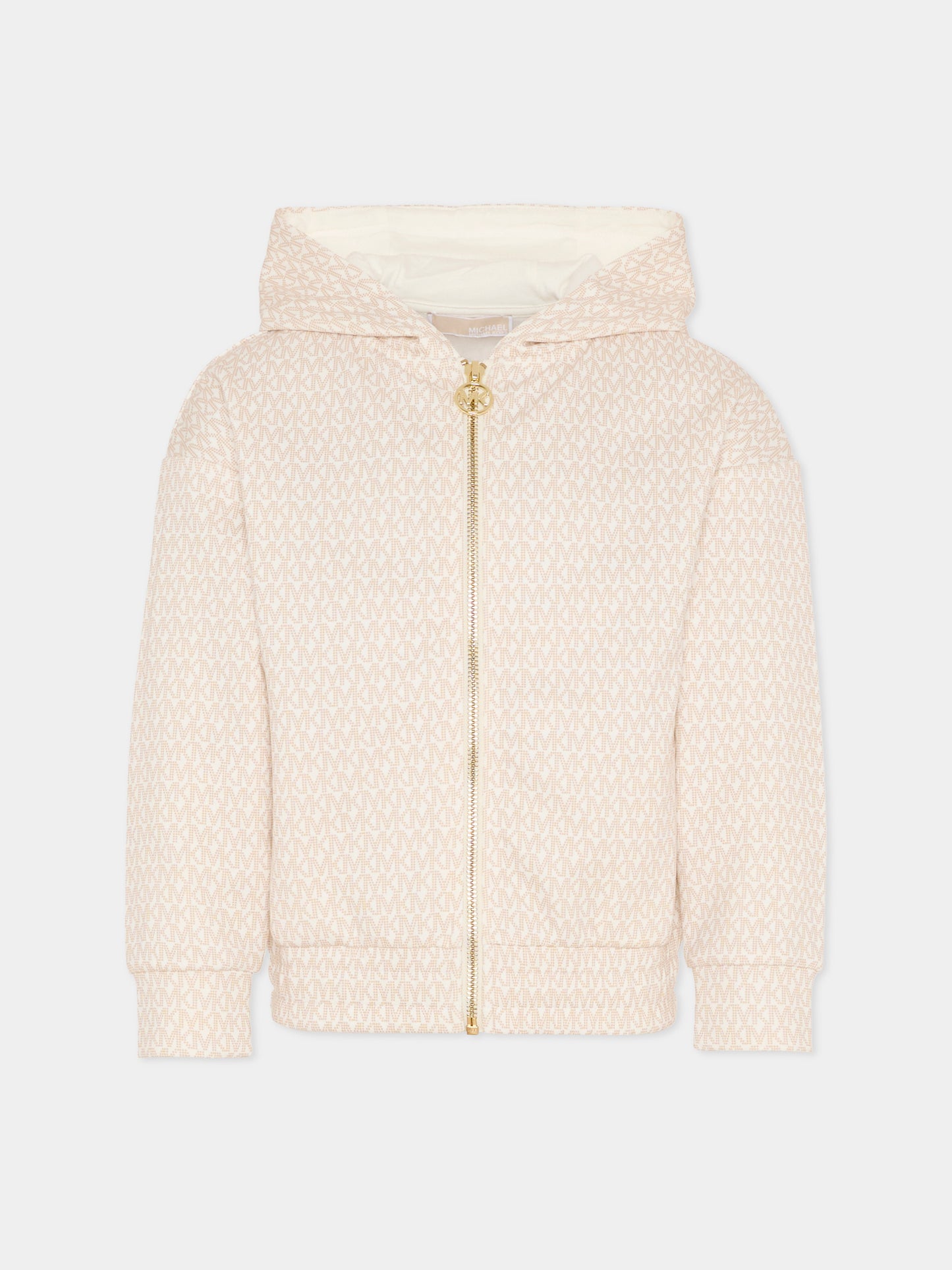 Felpa avorio per bambina con logo all over,Michael Kors,R30589 190
