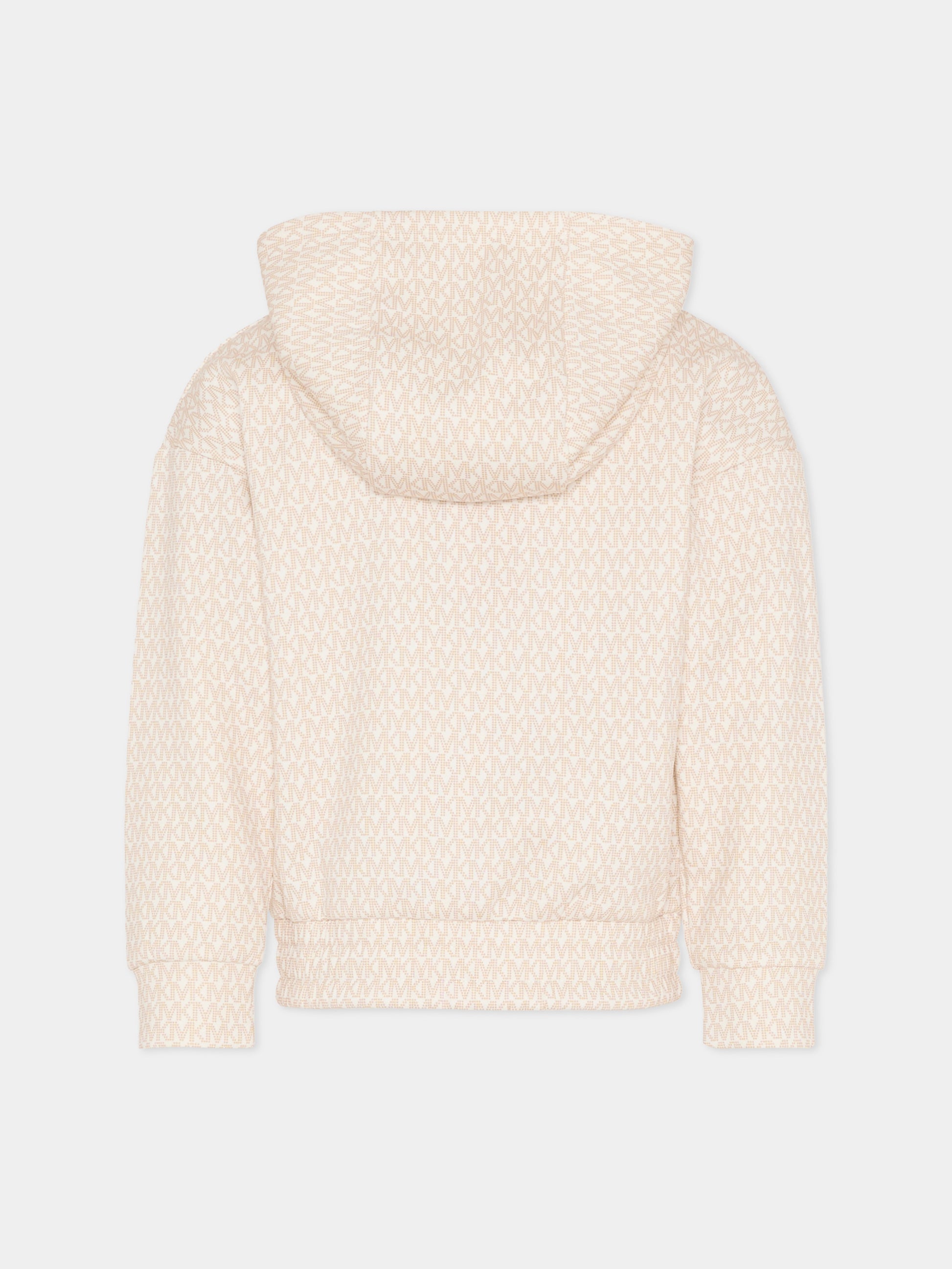 Felpa avorio per bambina con logo all over,Michael Kors,R30589 190