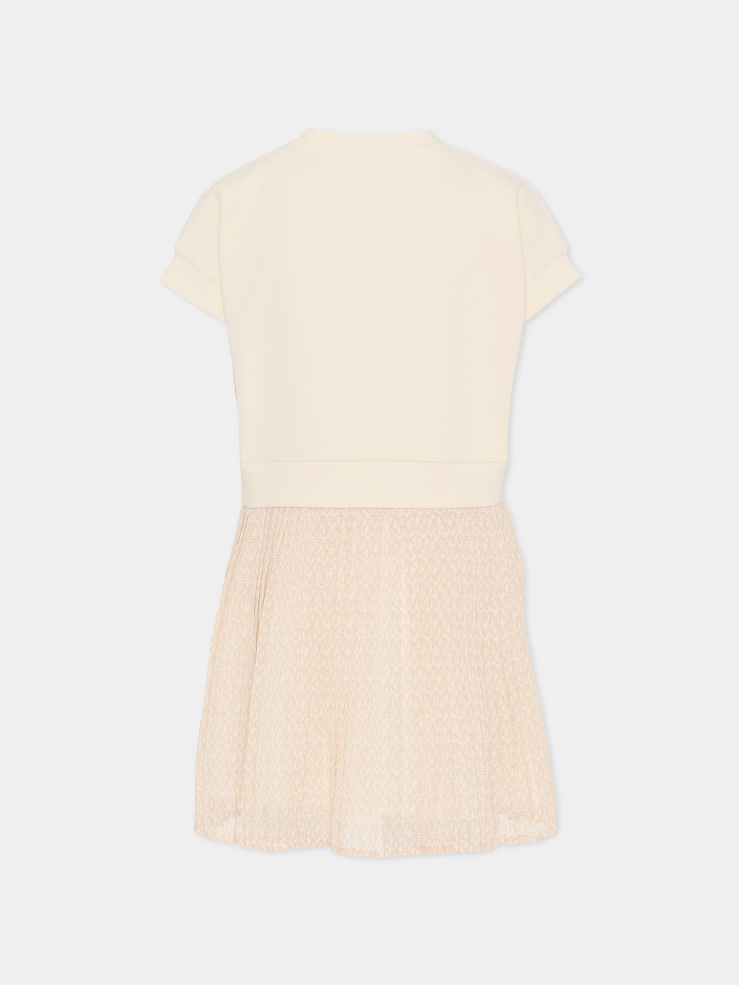 Vestito avorio per bambina con logo ricamato,Michael Kors,R30587 190