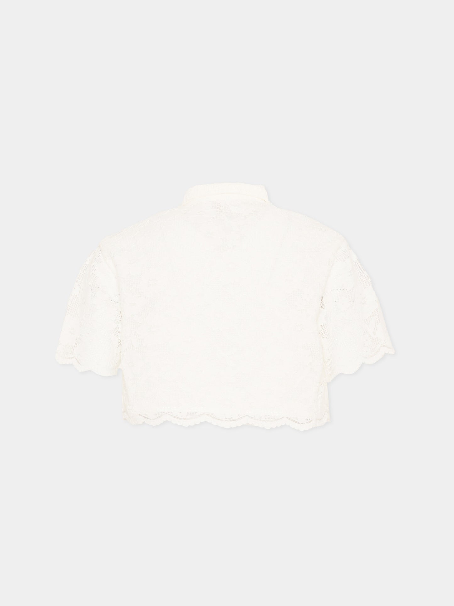 Camicia bianca in pizzo per bambina,Michael Kors,R30645 117