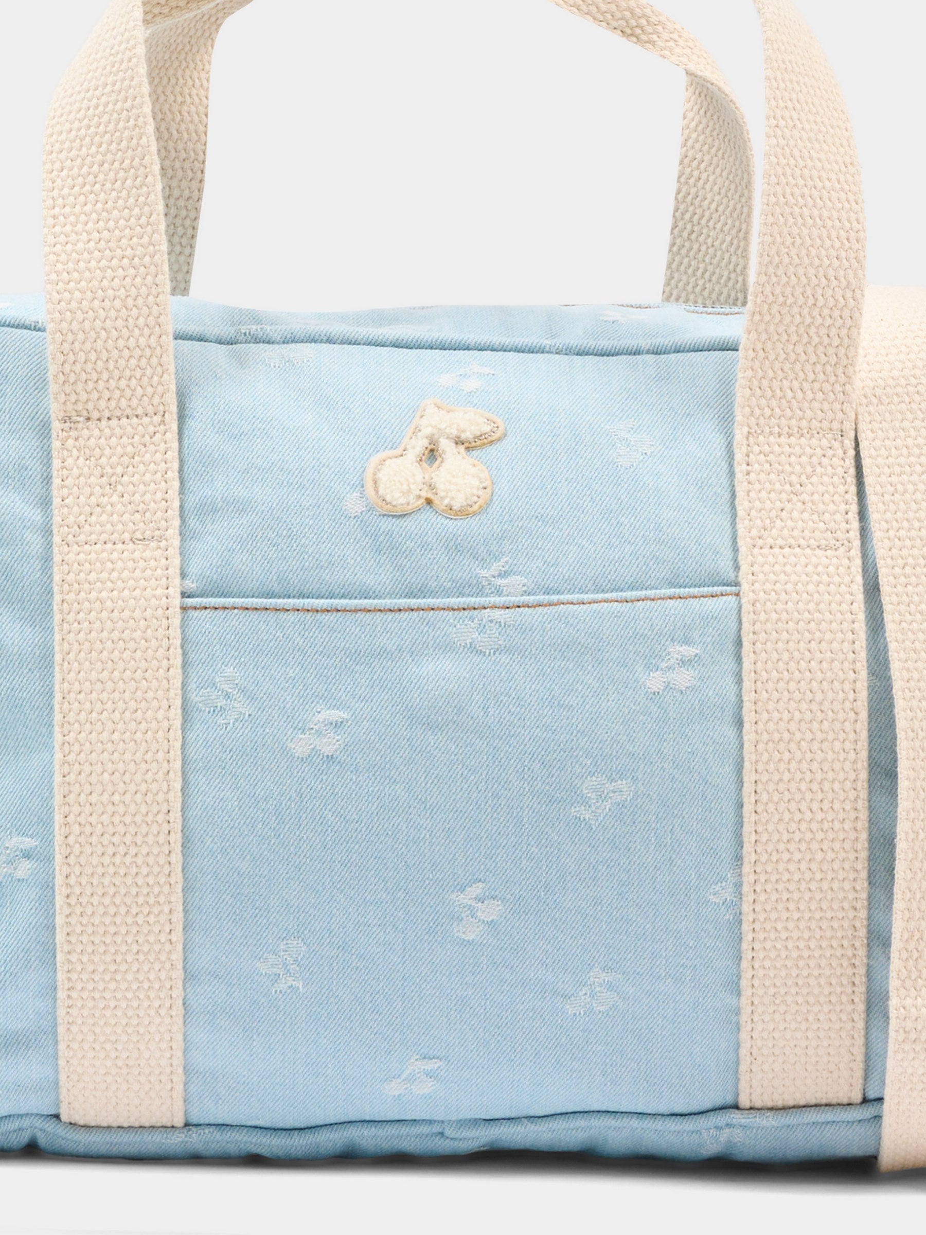 Borsa celeste per bambina con ciliegie,Bonpoint,S06GBAW00011 610