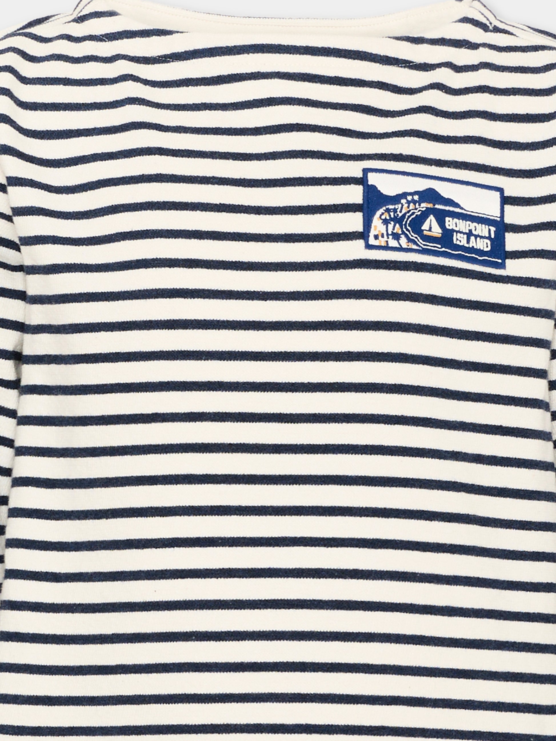 T-Shirt multicolor per bambino a righe con logo,Bonpoint,S06BTSK00021 274