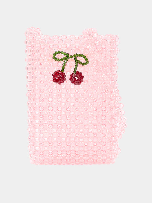 Pink bag for girl with cherries