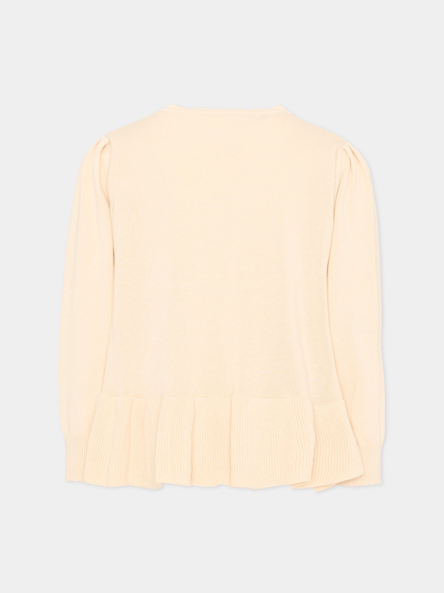 Cardigan avorio per bambina con ricamo ciliegie,Konges Sløjd,KS105083 PEARLED IVORY