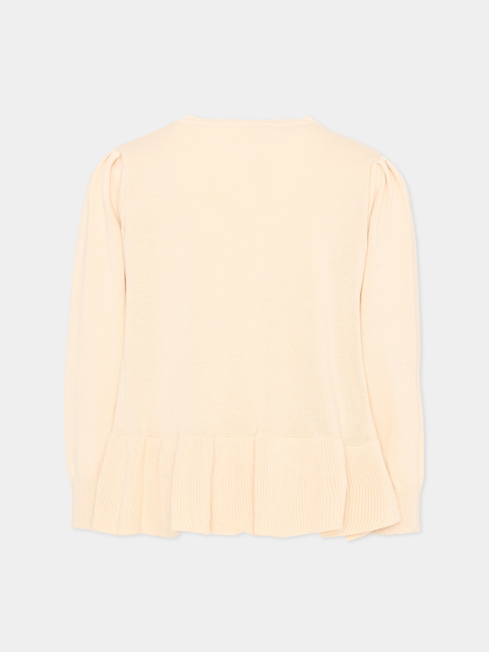 Cardigan avorio per bambina con ricamo ciliegie,Konges Sløjd,KS105083 PEARLED IVORY