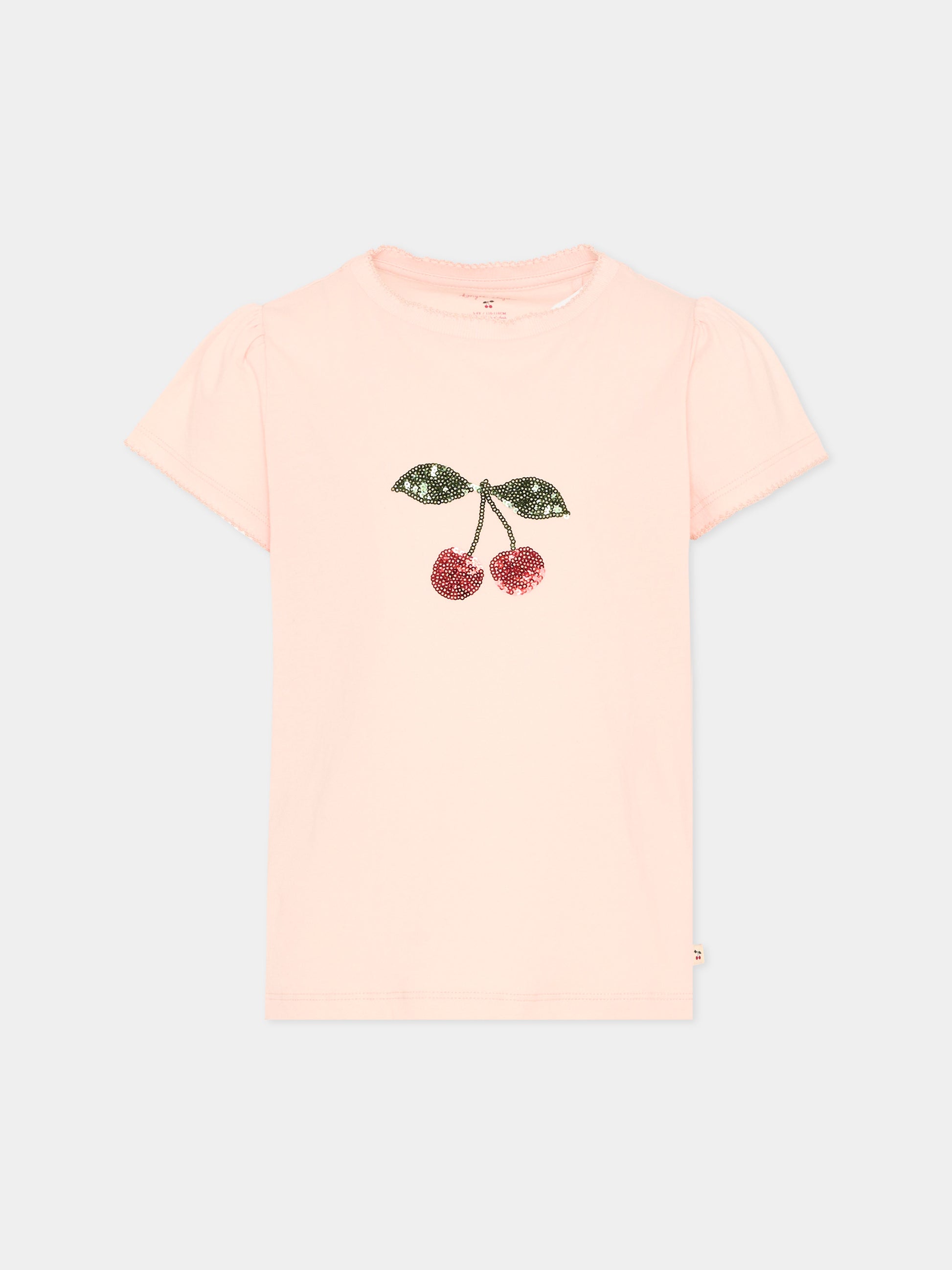 T-Shirt rosa con ciliegie per bambina,Konges Sløjd,KS104804 PALE BLUSH