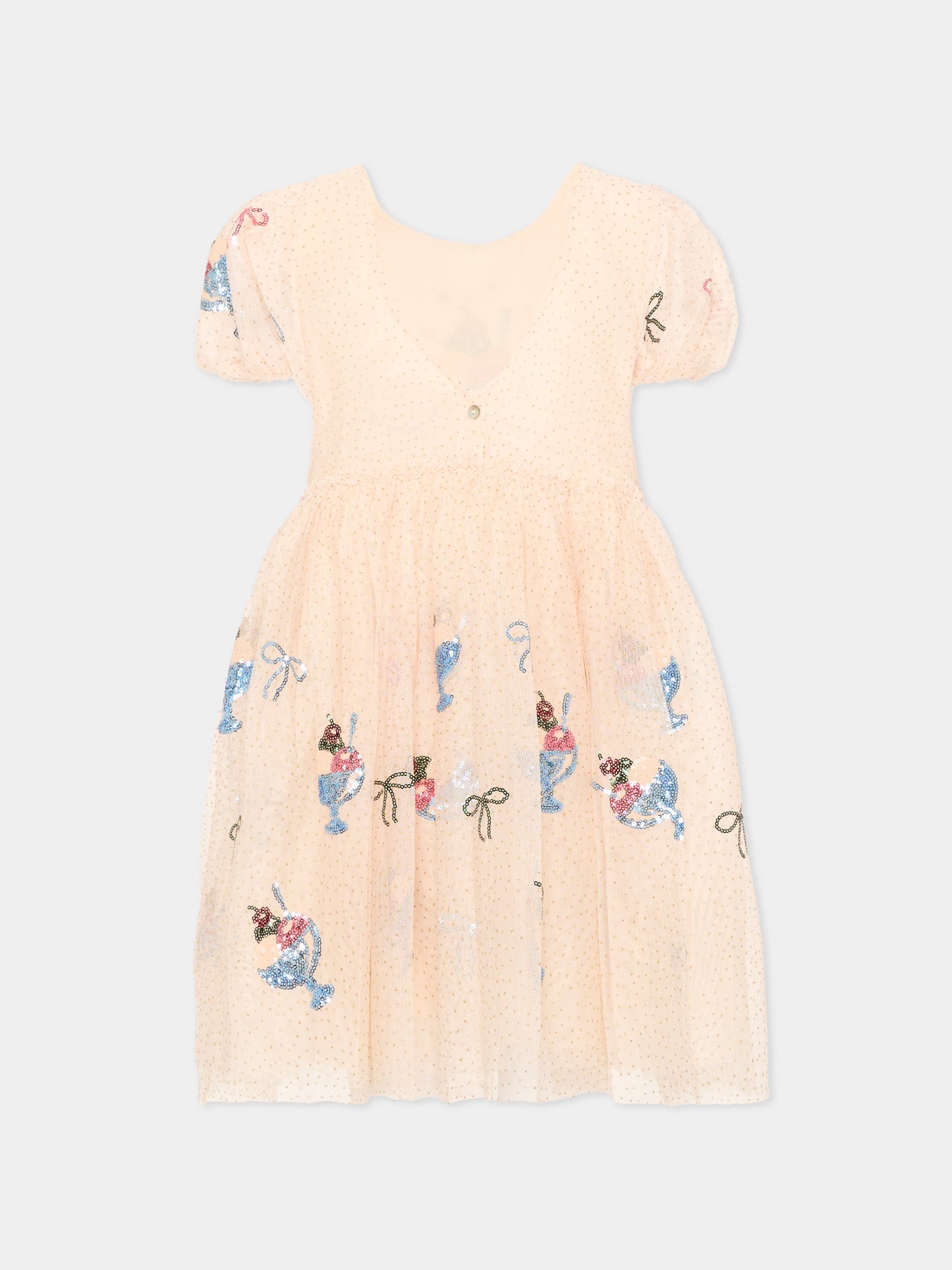 Abito rosa  Gelato  per bambina con paillettes,Konges Sløjd,KS105138 GELATO