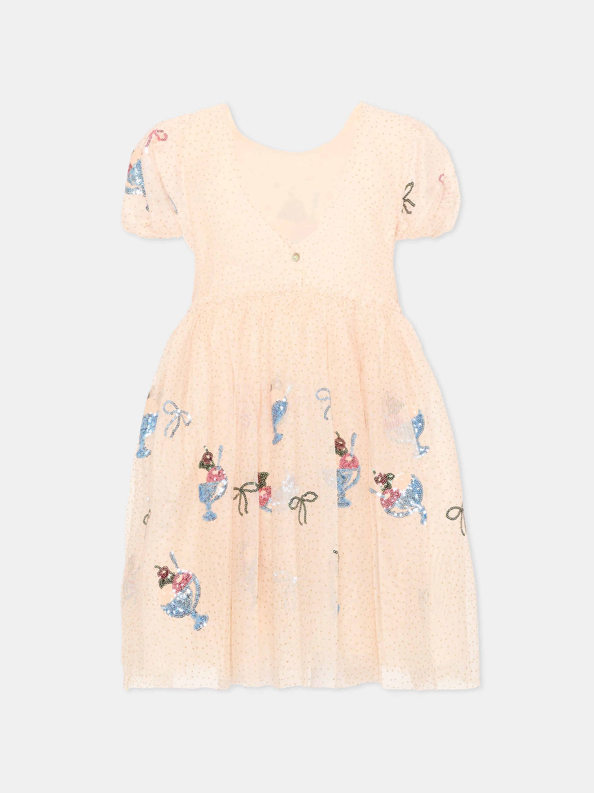 Abito rosa  Gelato  per bambina con paillettes,Konges Sløjd,KS105138 GELATO