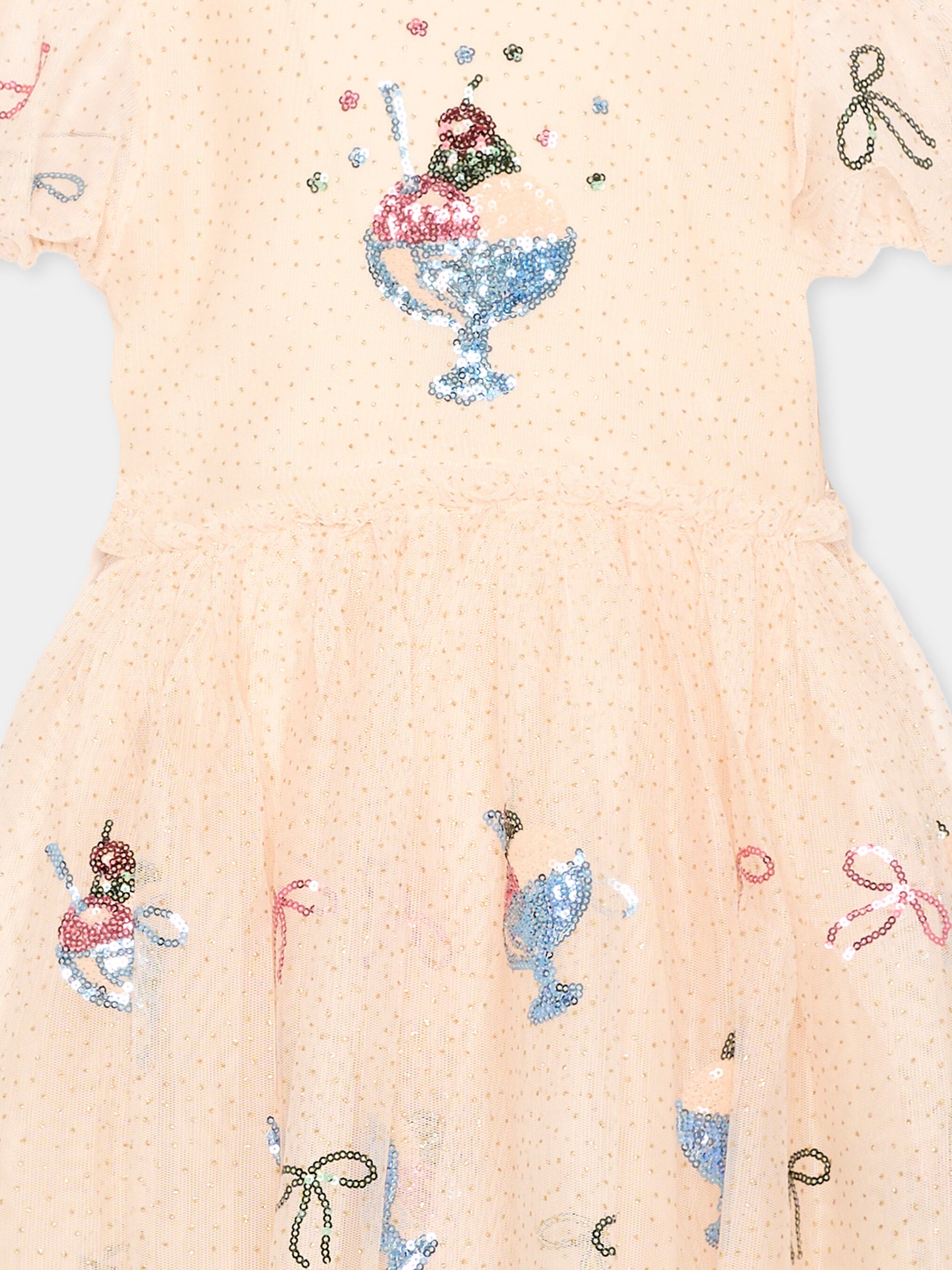 Abito rosa  Gelato  per bambina con paillettes,Konges Sløjd,KS105138 GELATO