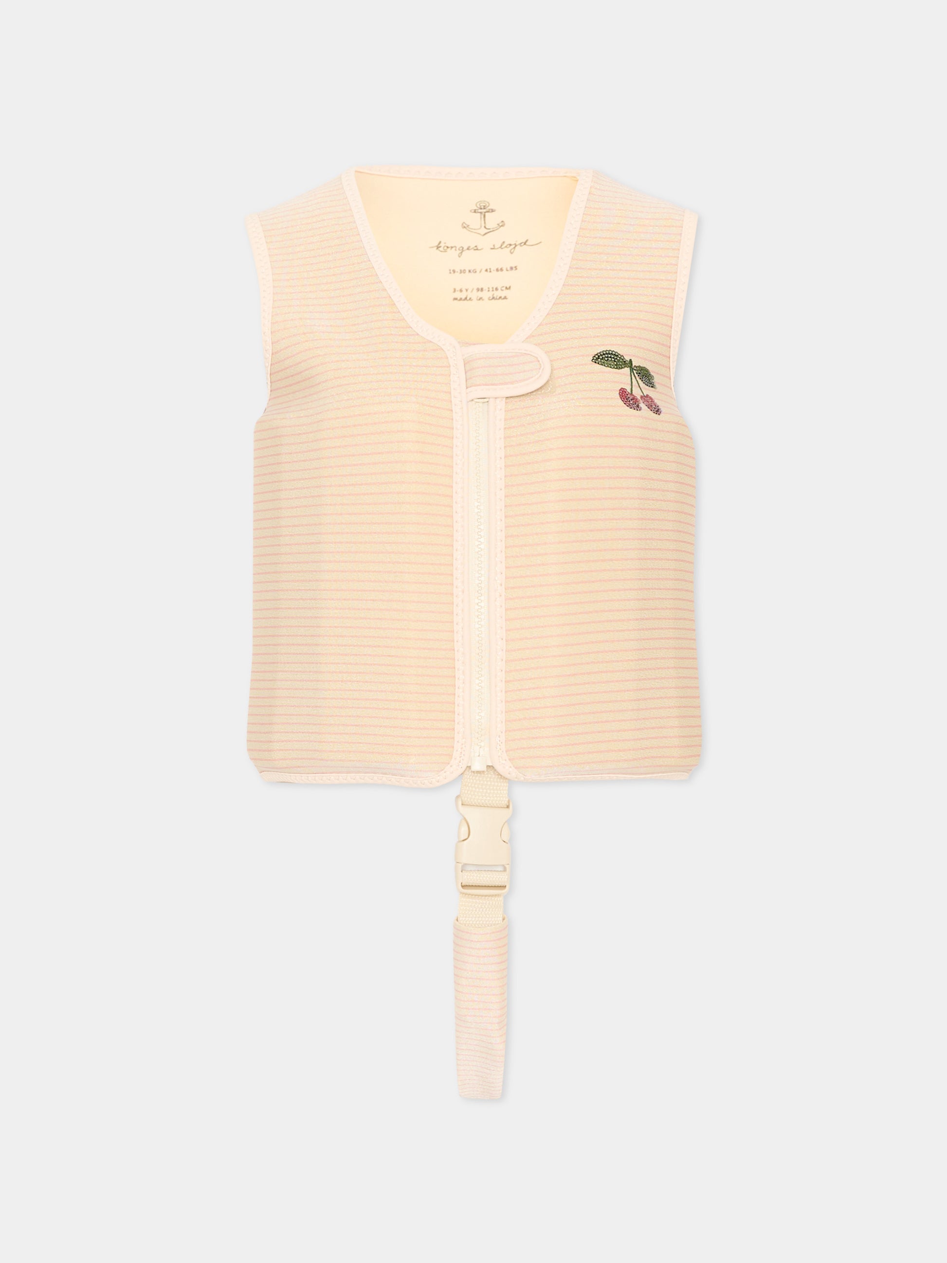 Giubbotto salvagente rosa per bambina con ciliegie,Konges Sløjd,KS104726 ROSE STRIPE