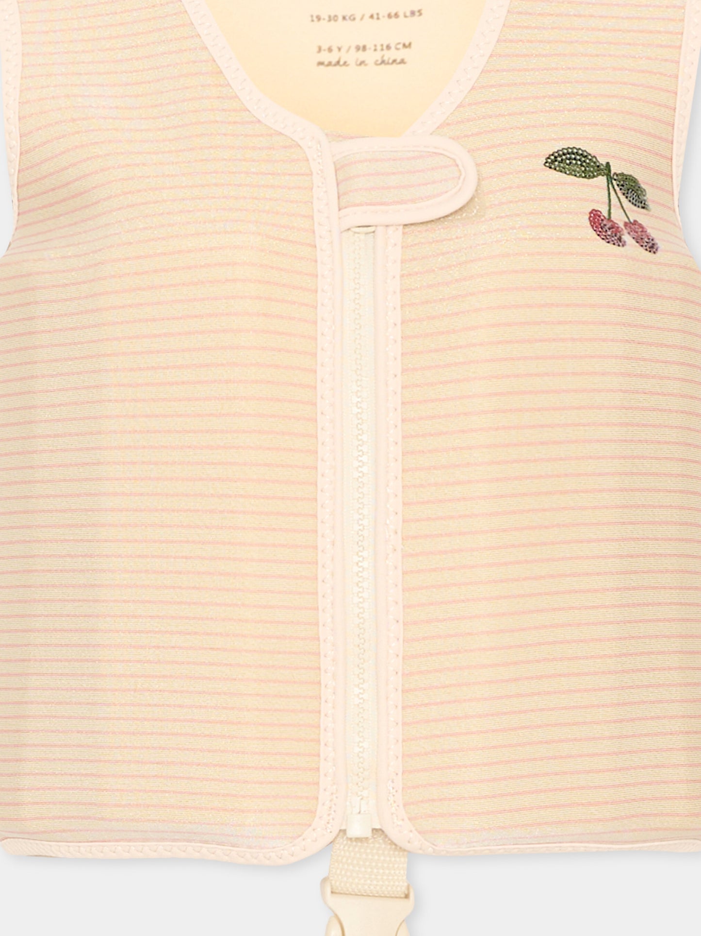 Giubbotto salvagente rosa per bambina con ciliegie,Konges Sløjd,KS104726 ROSE STRIPE