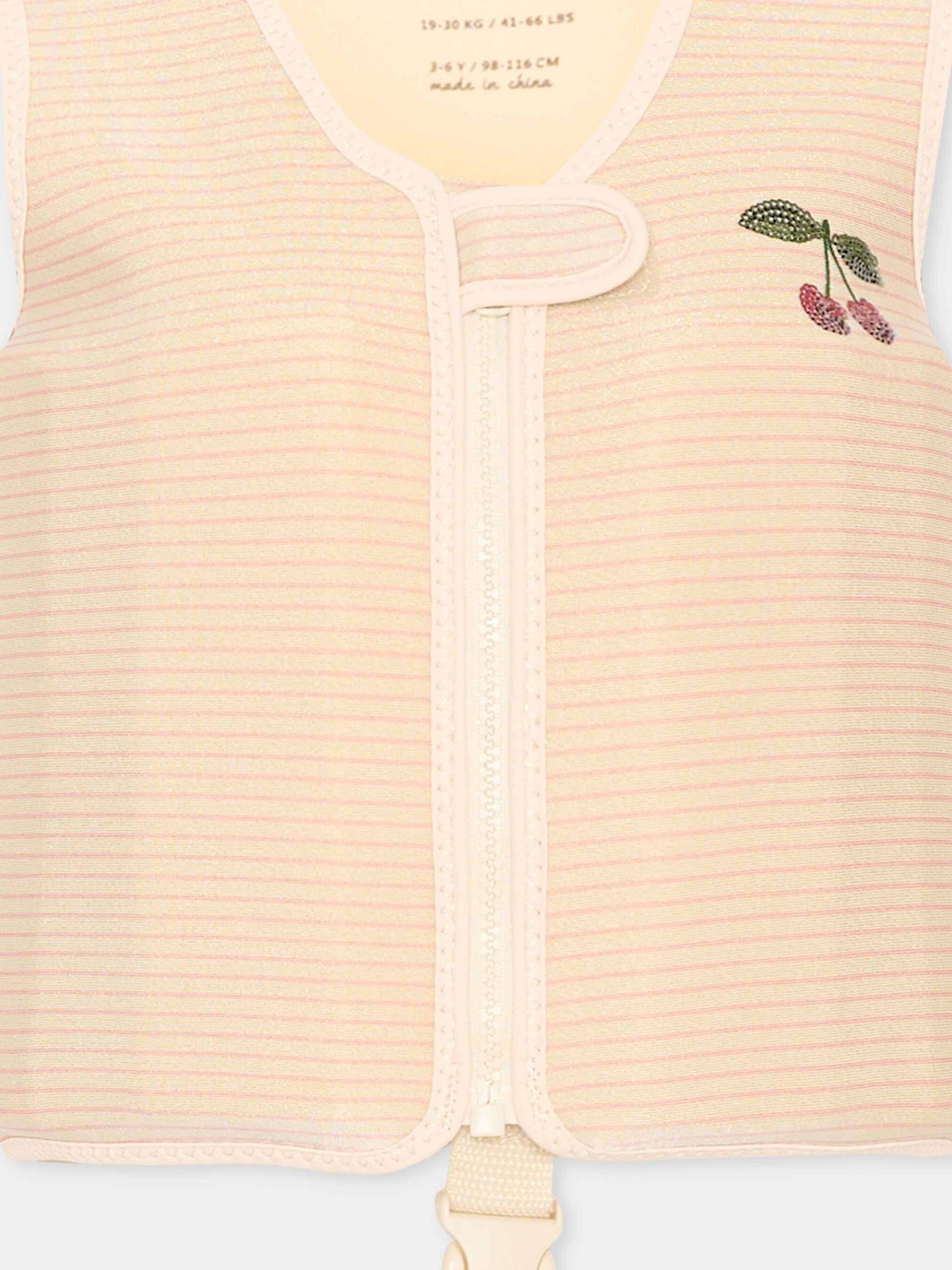 Giubbotto salvagente rosa per bambina con ciliegie,Konges Sløjd,KS104726 ROSE STRIPE