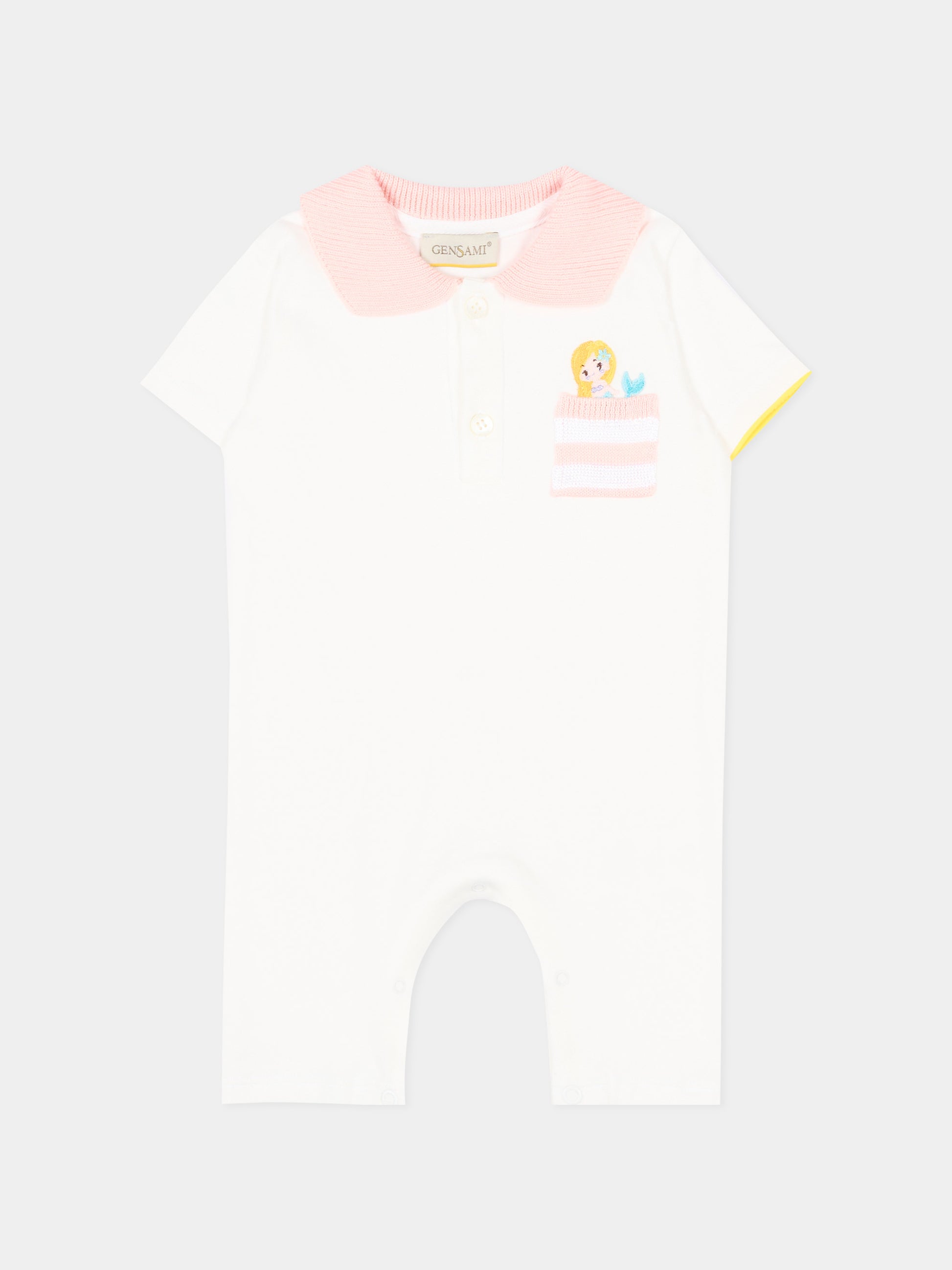 Pagliaccetto avorio per neonata con sirenetta,Gensami,ROSHORT-MERMAID-J OFF WHITE + BABY PINK
